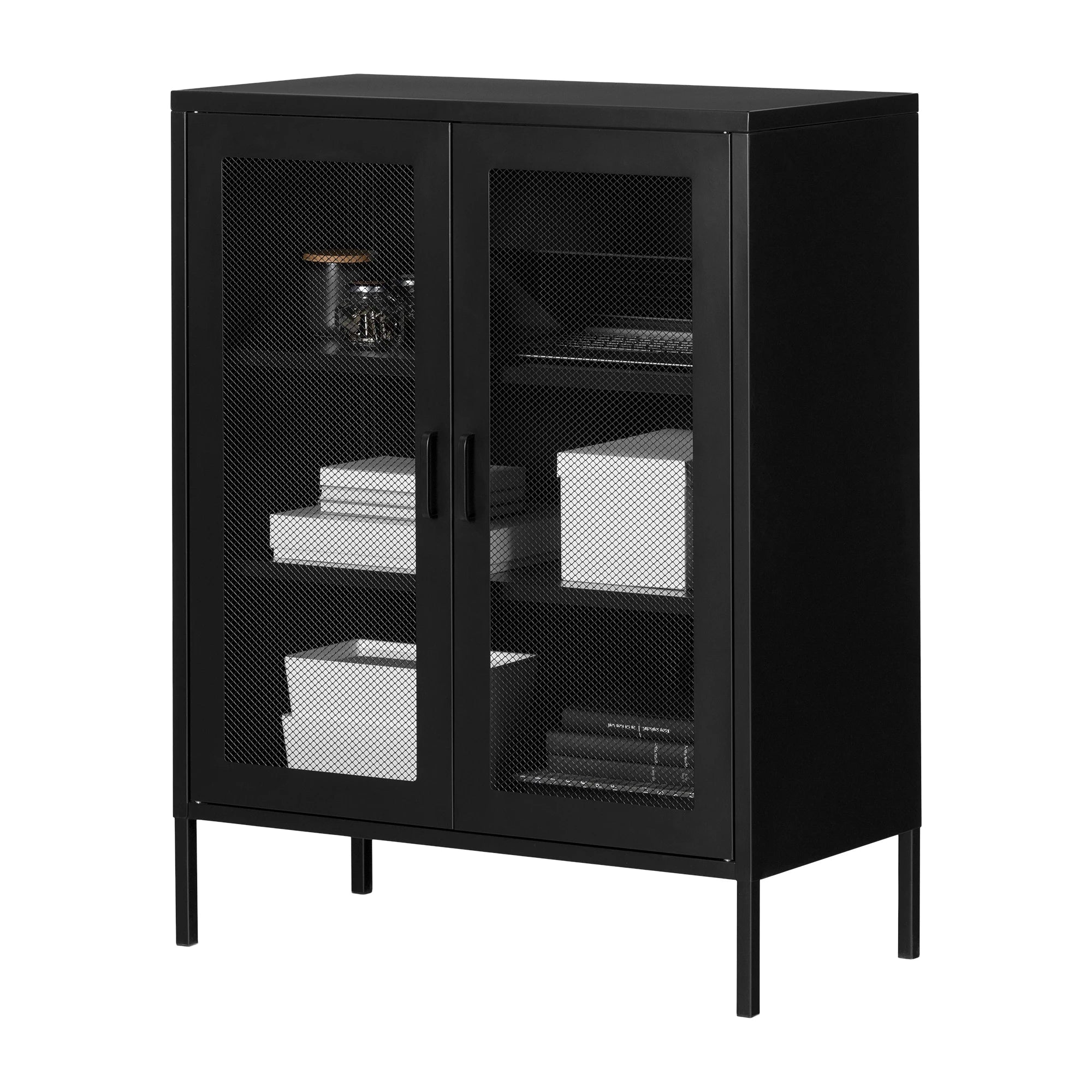 Metal Mesh 2-Door Accent Cabinet - Crea