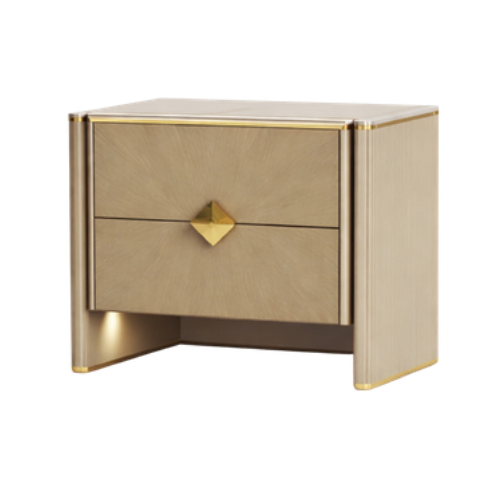 Dorina – Champagne lacquered king bedroom set with storage