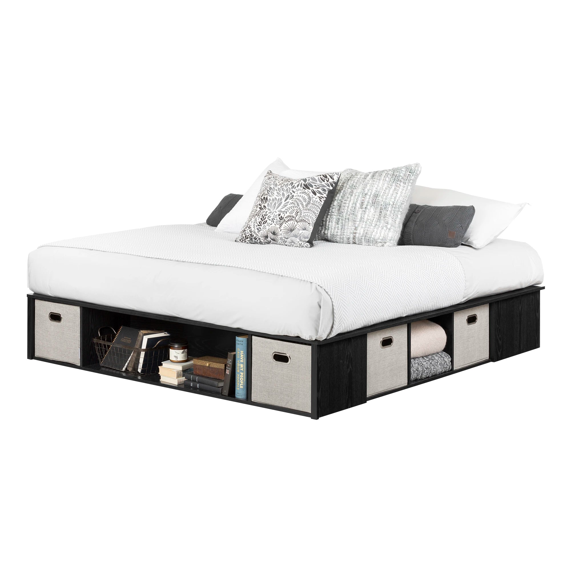 Storage Platform Bed with Baskets - Flexible