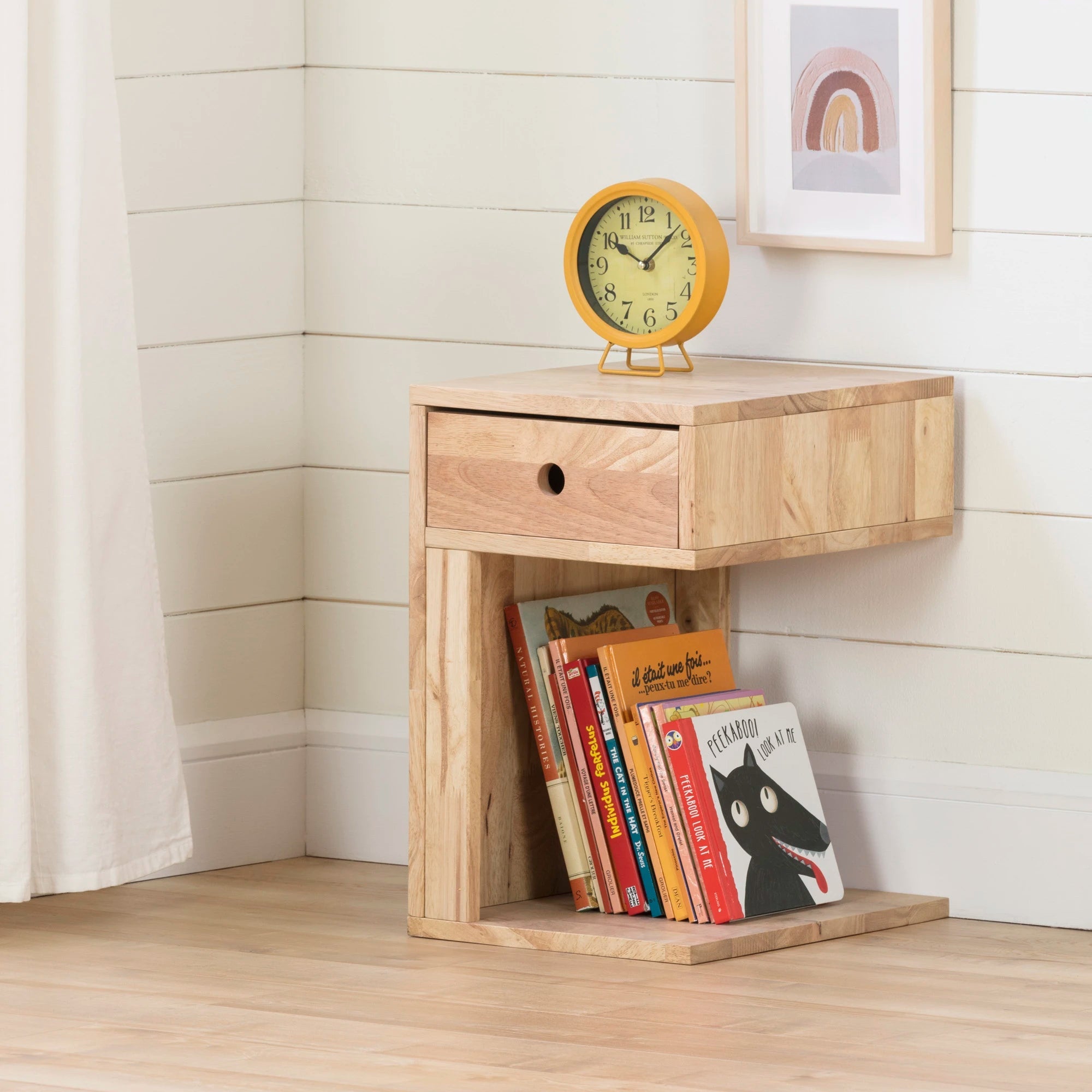 Solid Wood Reversible 1-Drawer Nightstand - Sweedi