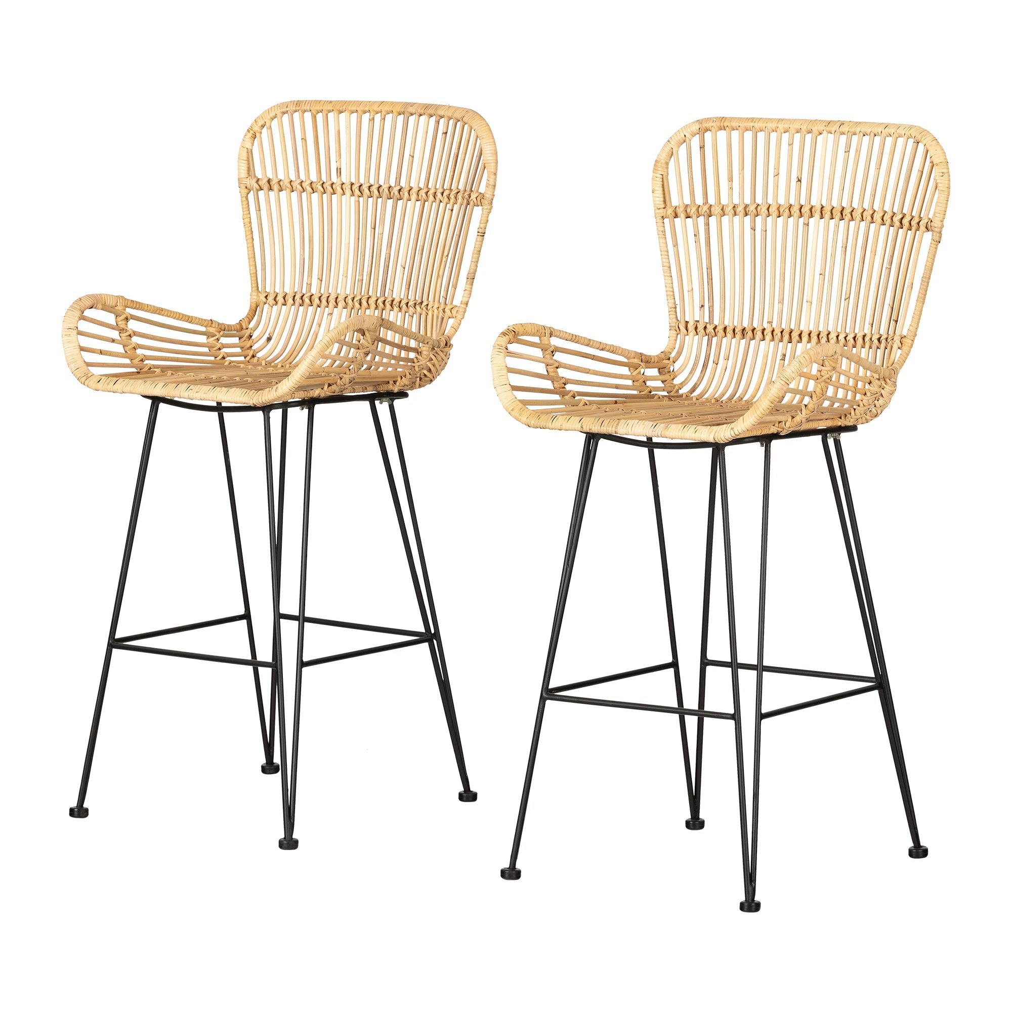 Tabouret de bar en rotin avec accoudoirs, lot de 2 - Balka