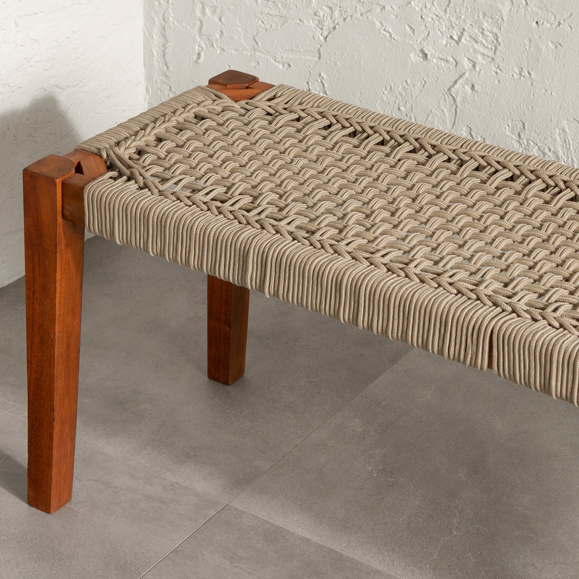 Wood and Rope Bench - Agave