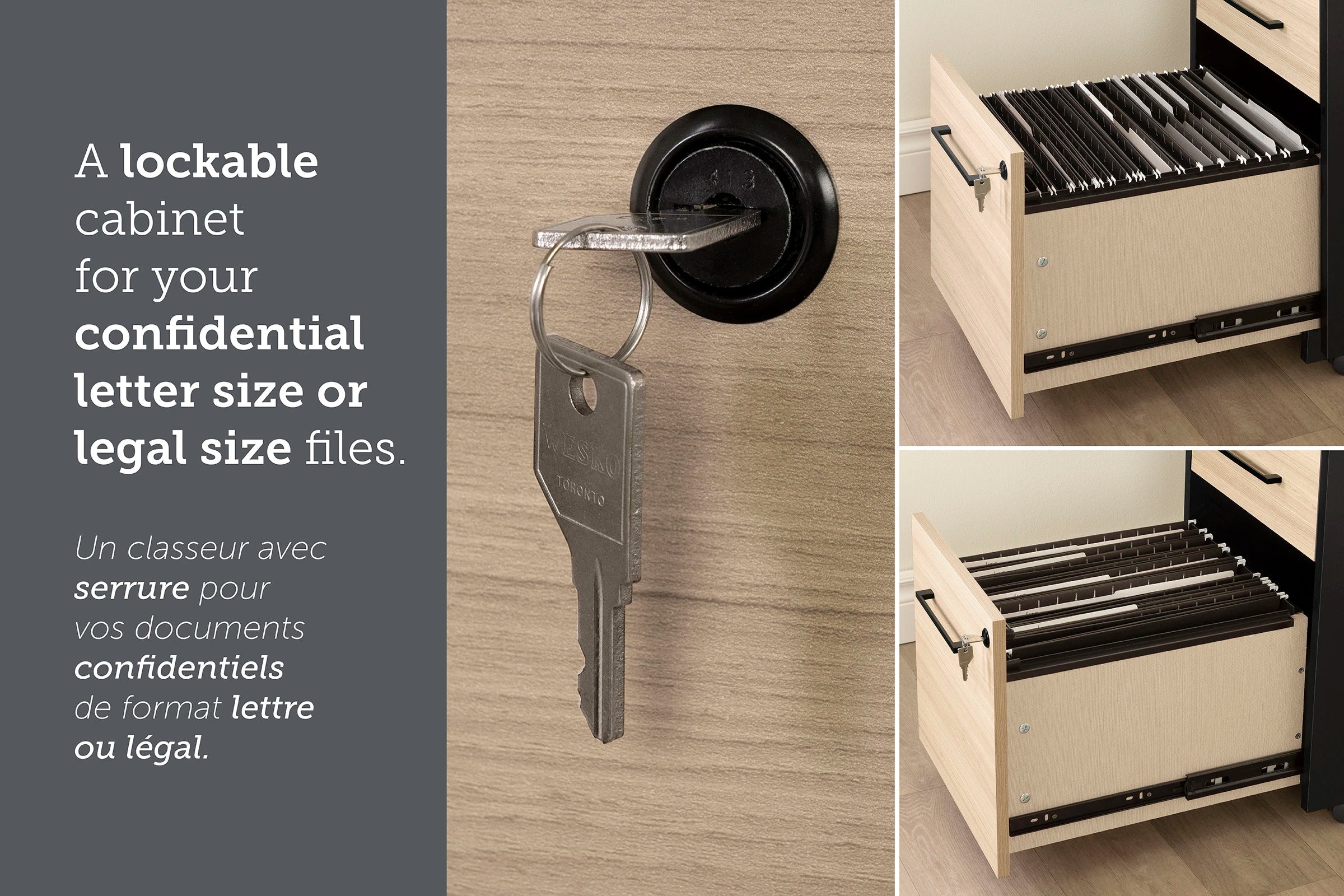 2-Drawer Mobile File Cabinet With Lock - Kozack