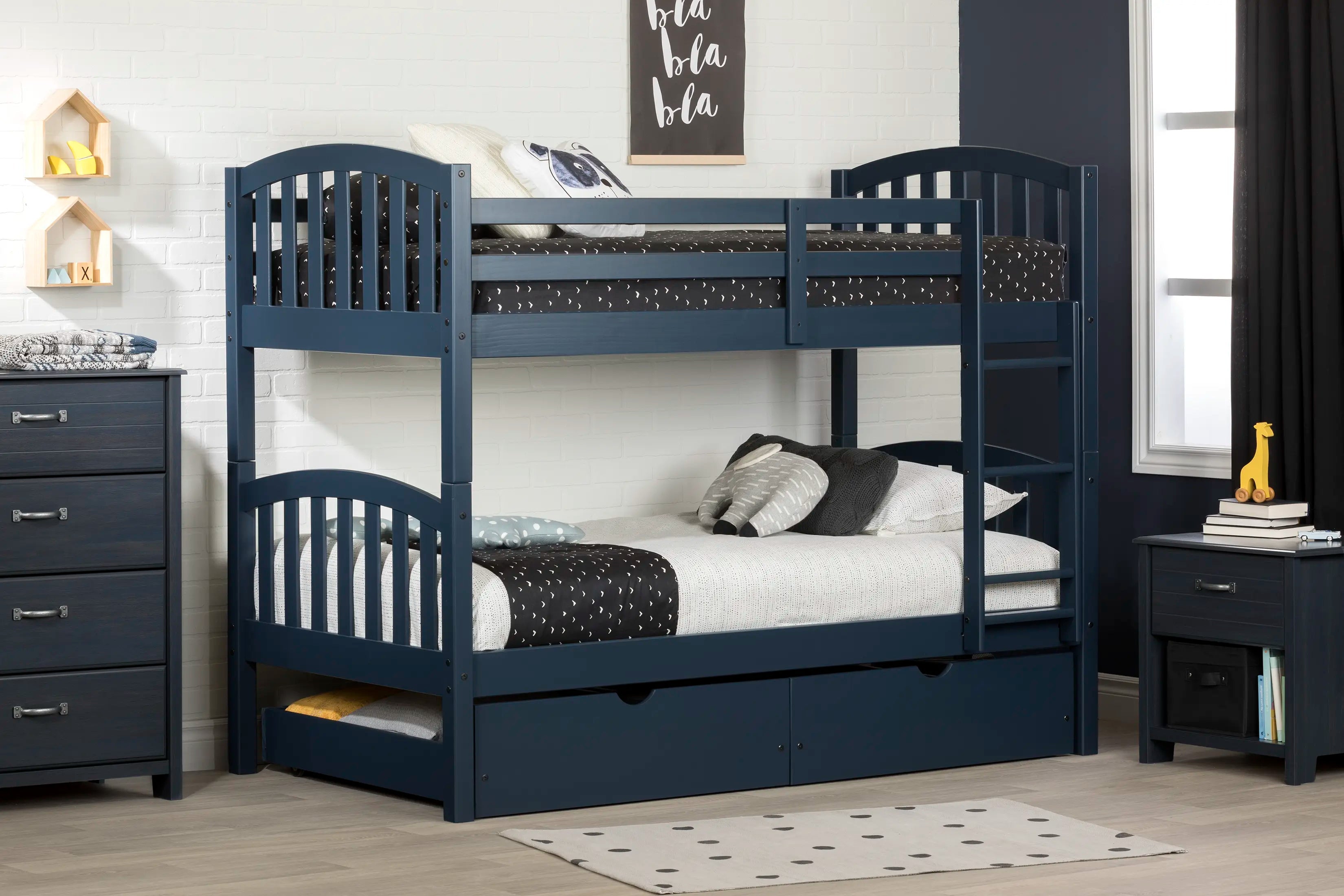 Solid Wood Bunk Bed with storage drawers - Ulysses