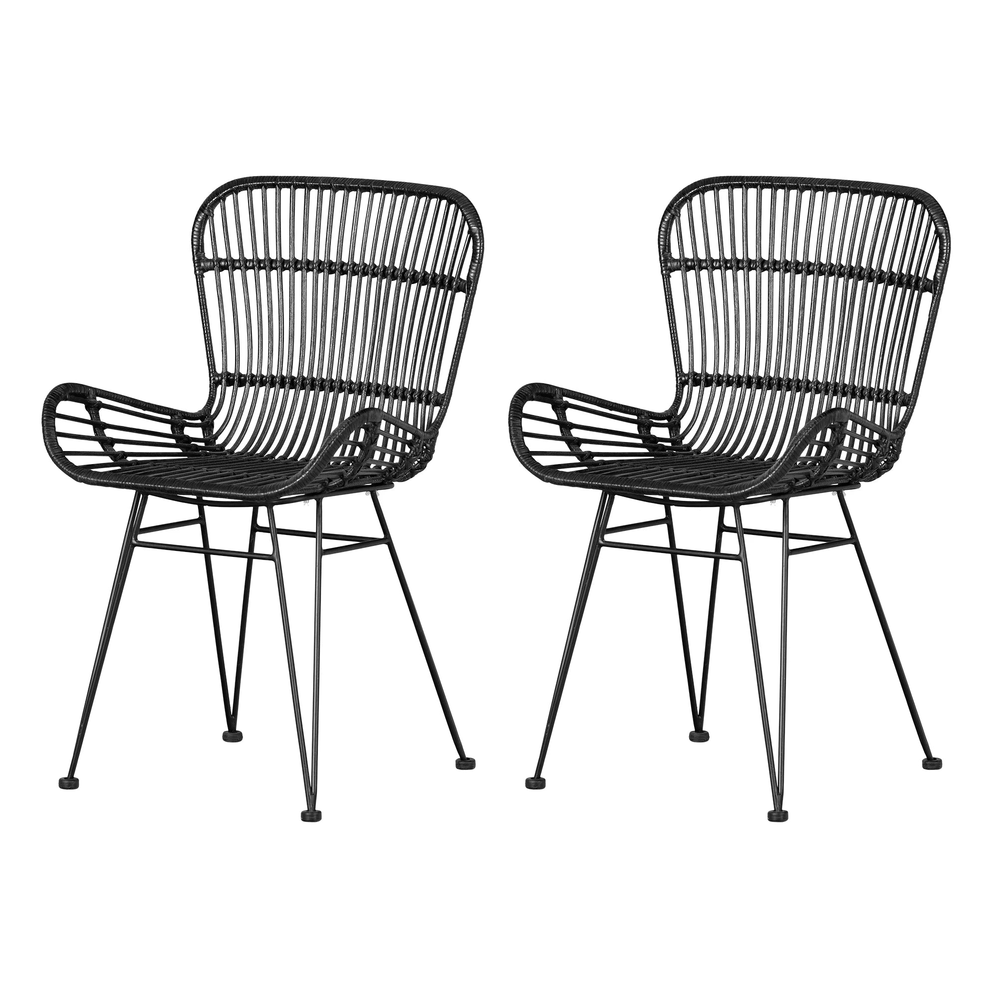 Rattan Dining Chair with Armrests, Set of 2 - Balka