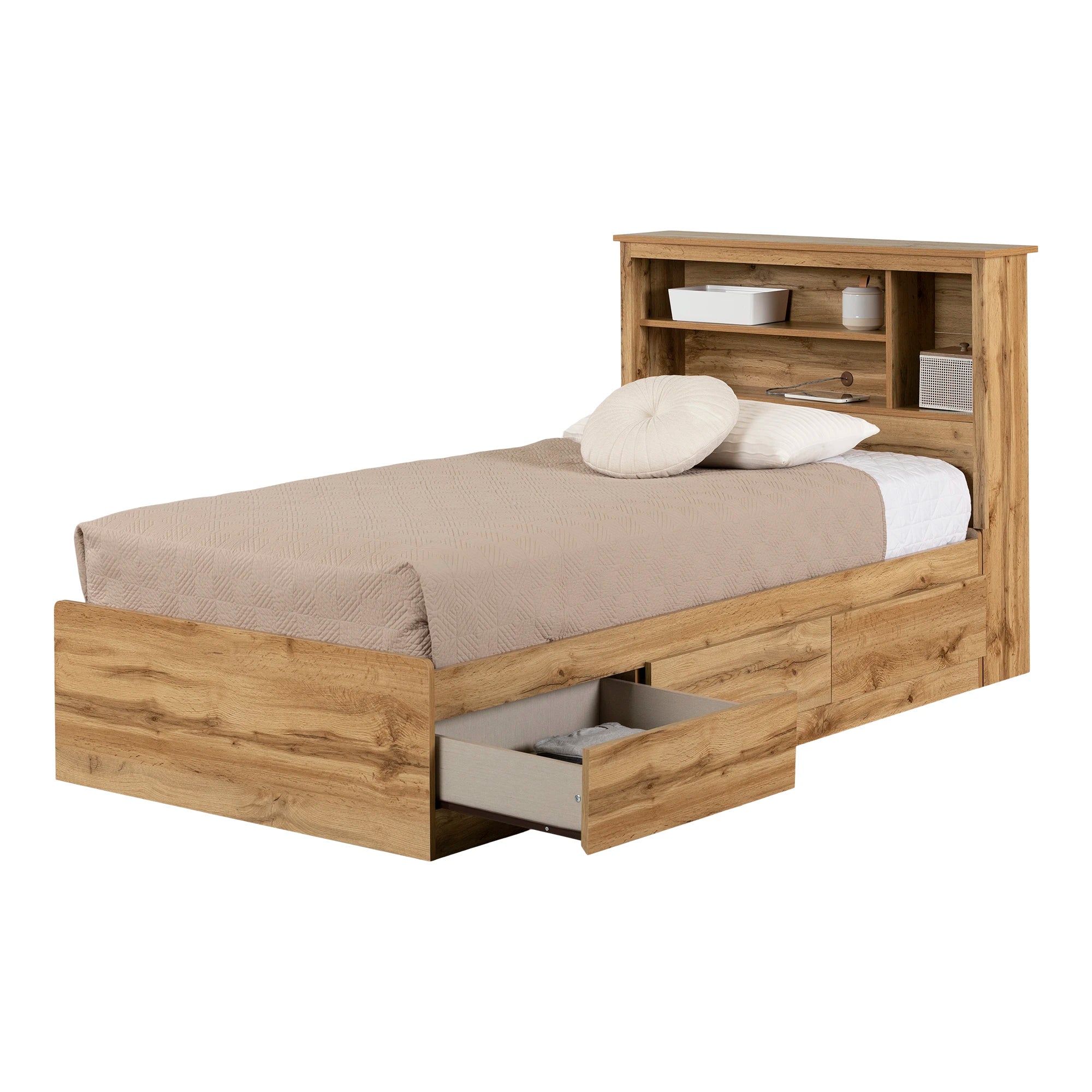 Mates Bed and Bookcase Headboard Set - Tassio