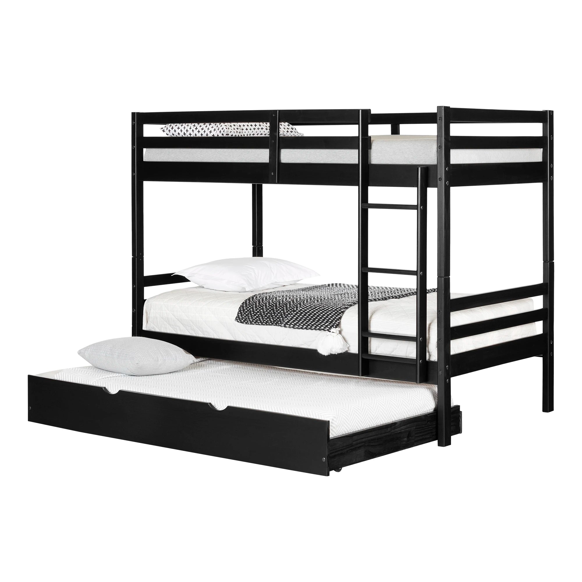 Solid Wood Bunk Bed with Trundle - Fakto