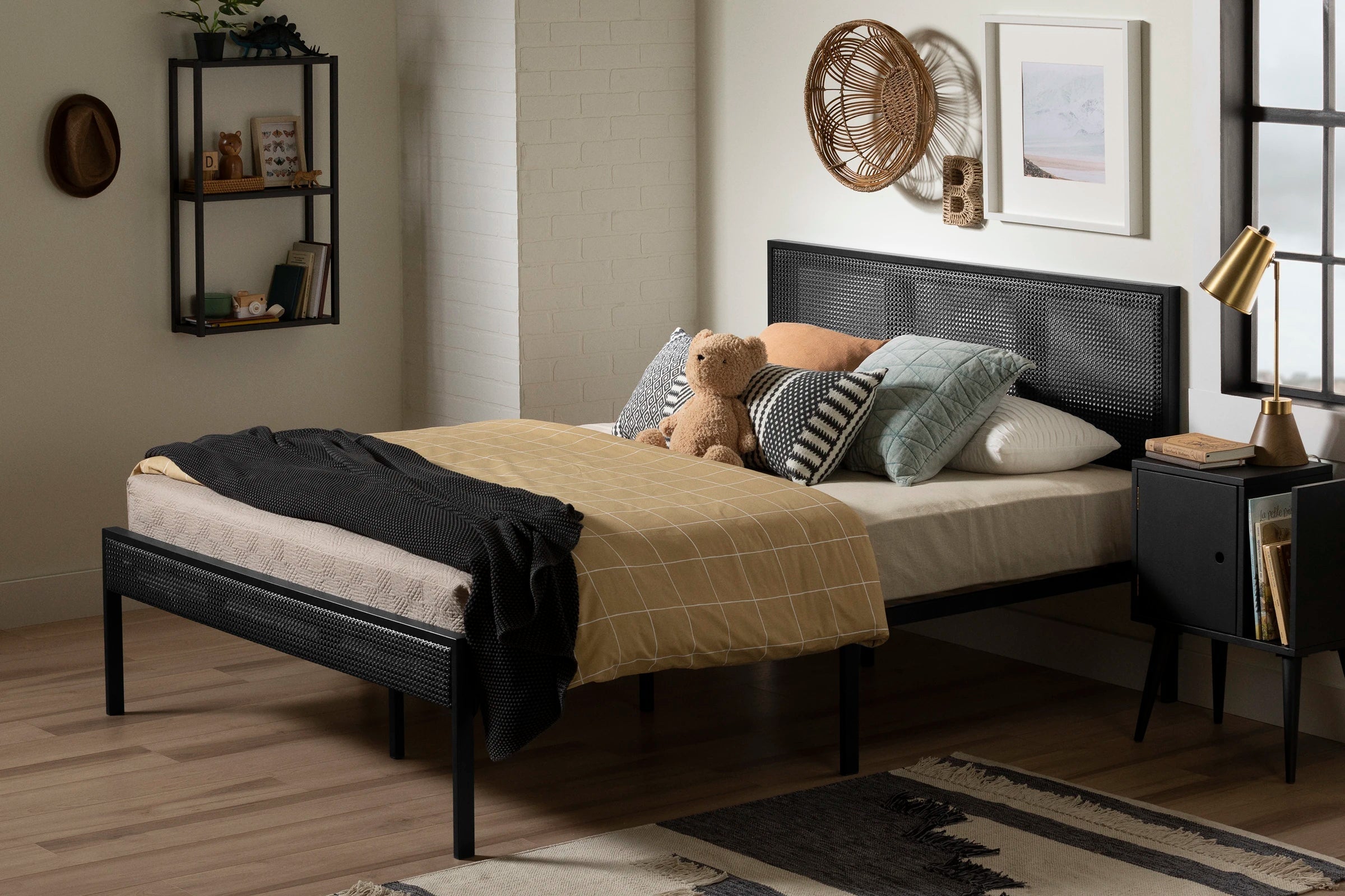 Metal Platform Bed with Natural Cane - Bloom