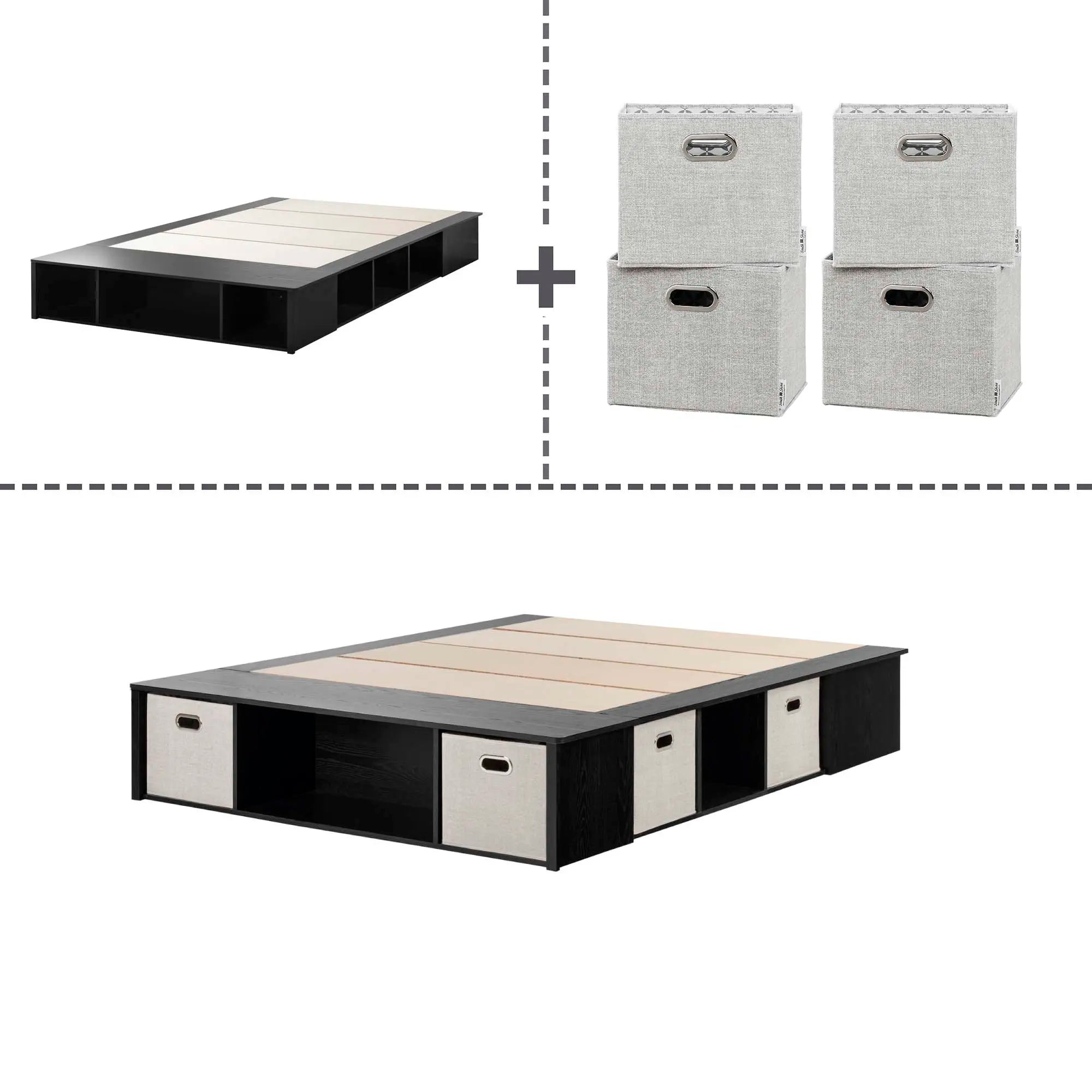 Storage Platform Bed with Baskets - Flexible