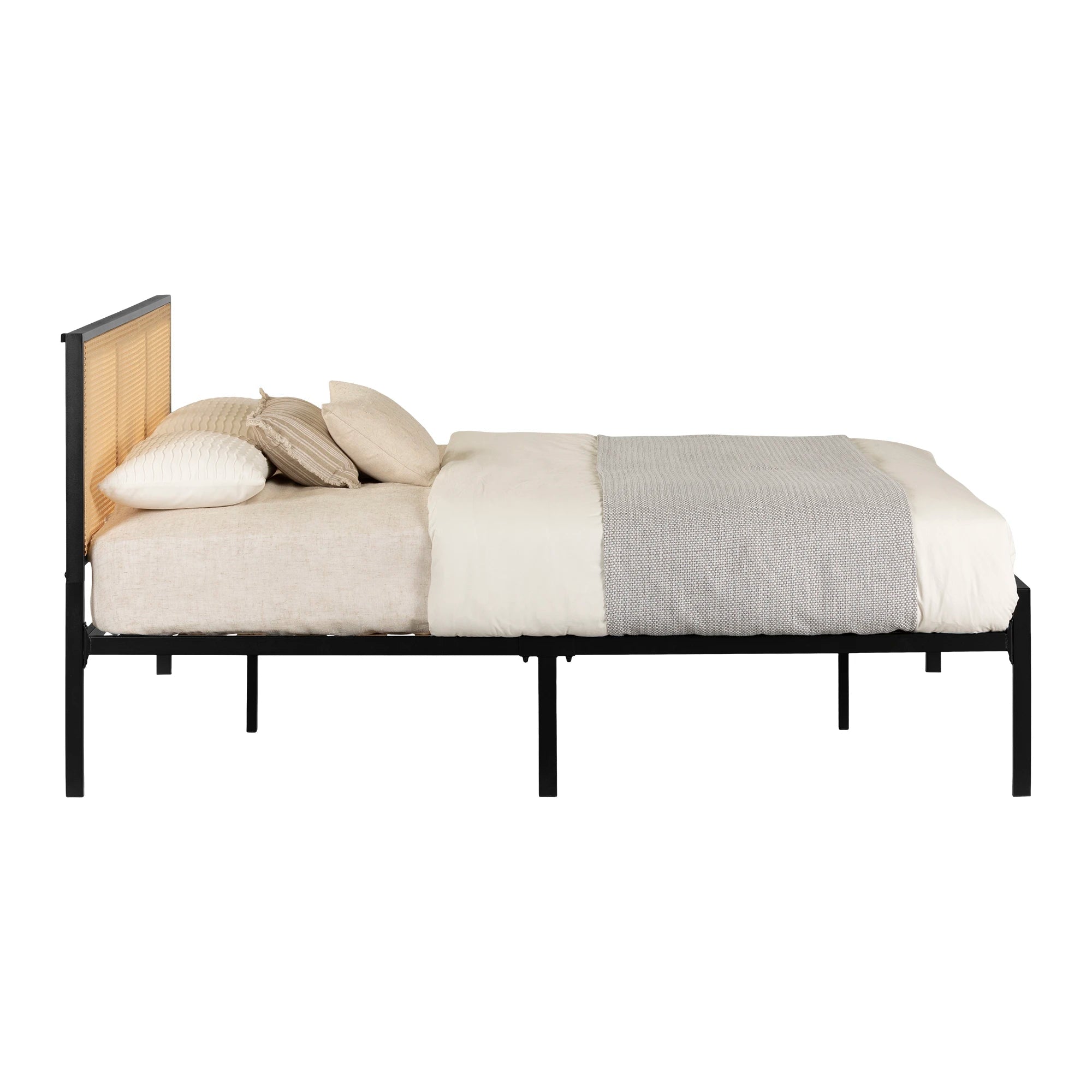 Metal Platform Bed with Natural Cane - Hoya