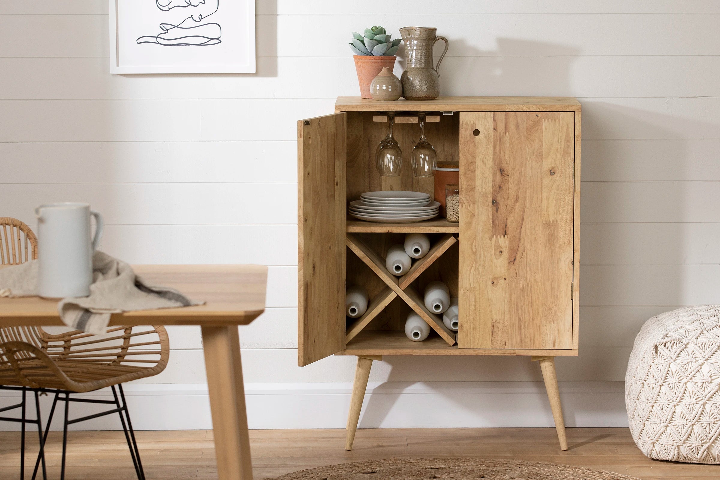 Solid Wood Buffet with Wine Storage - Kodali