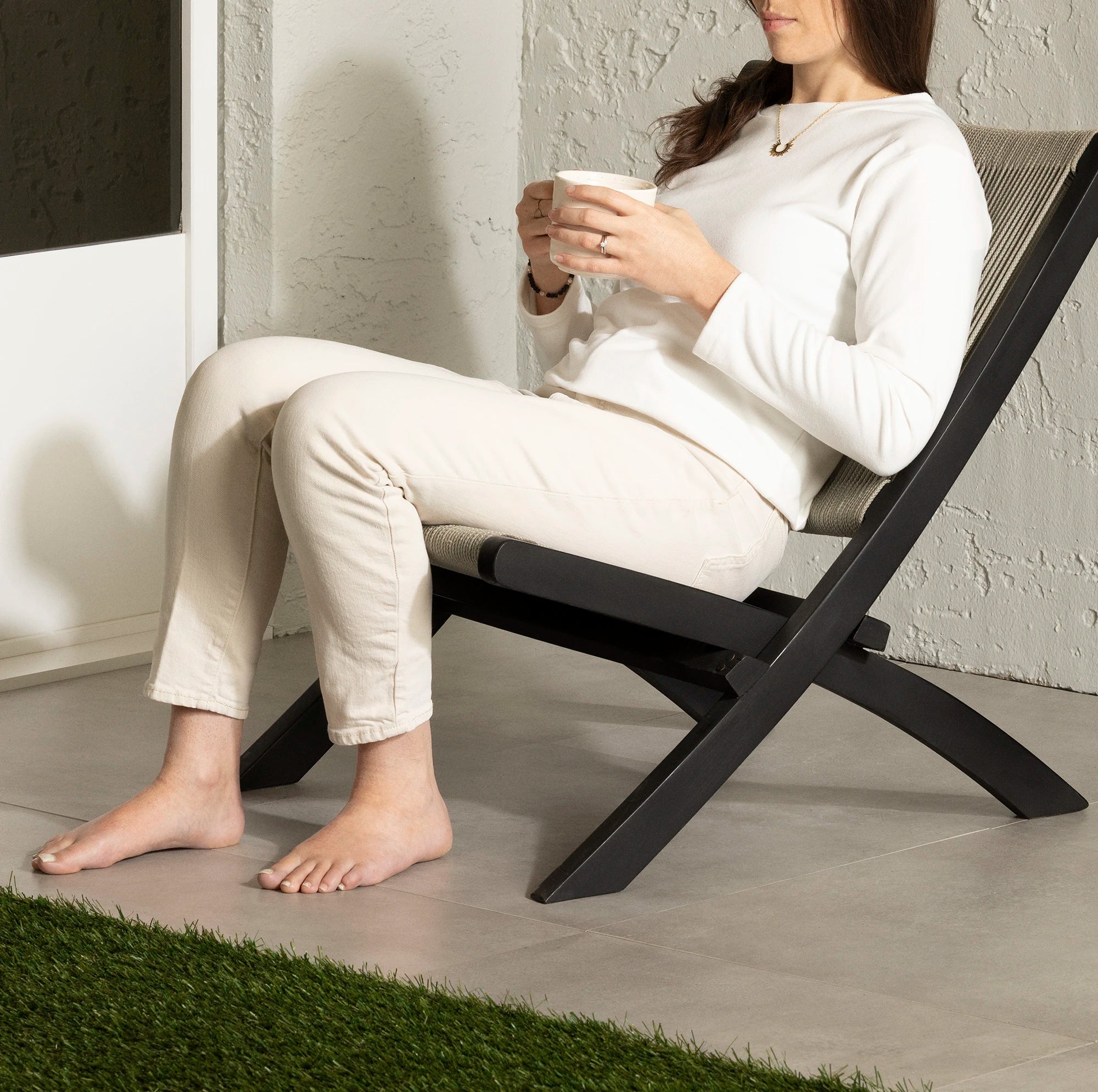 Wood and Rope Lounge Chair - Agave