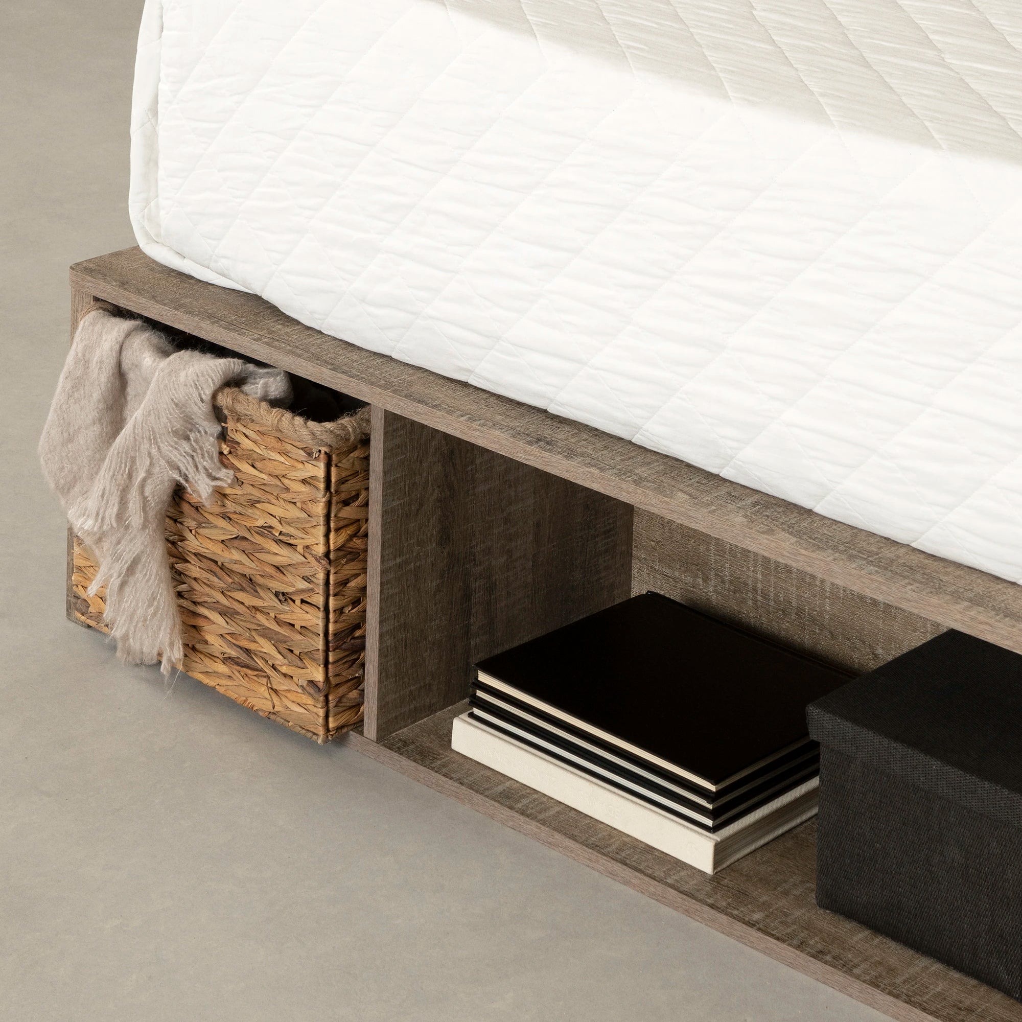 Storage Platform Bed with Wicker Baskets - Versa