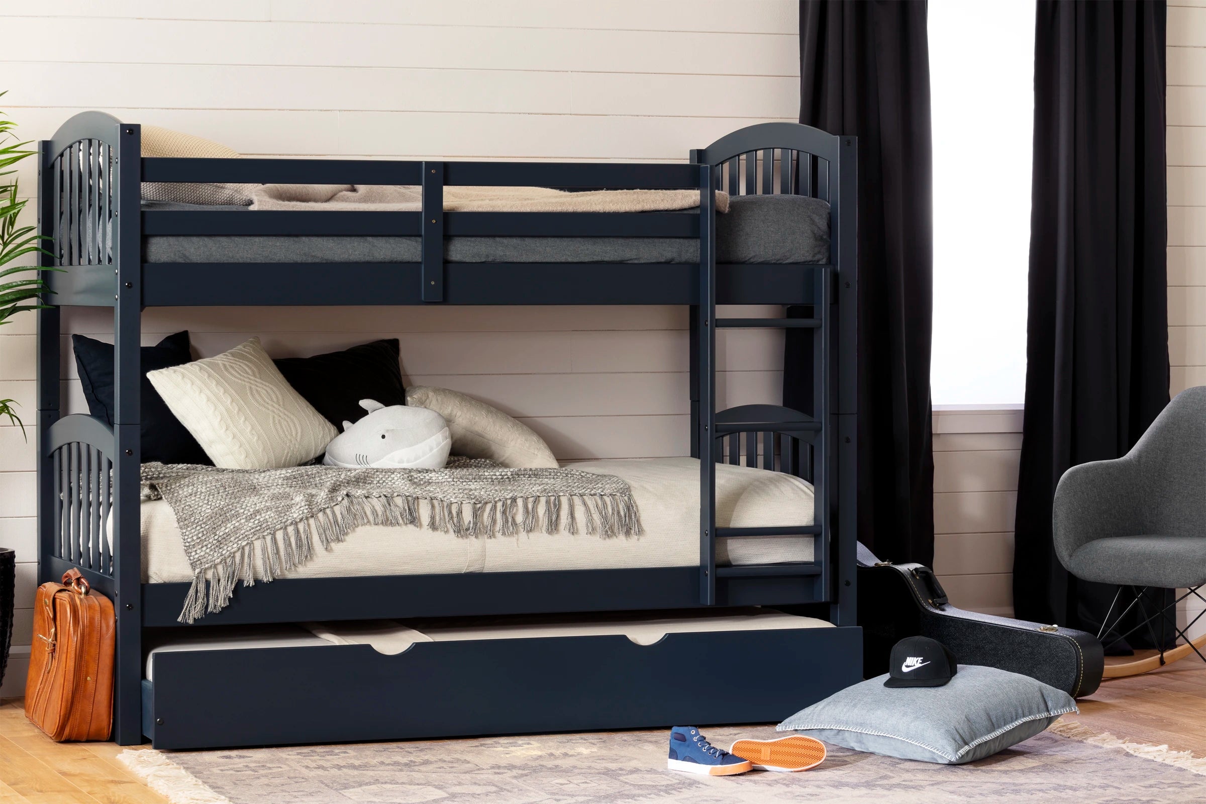 Solid Wood Bunk Bed with Trundle - Ulysses