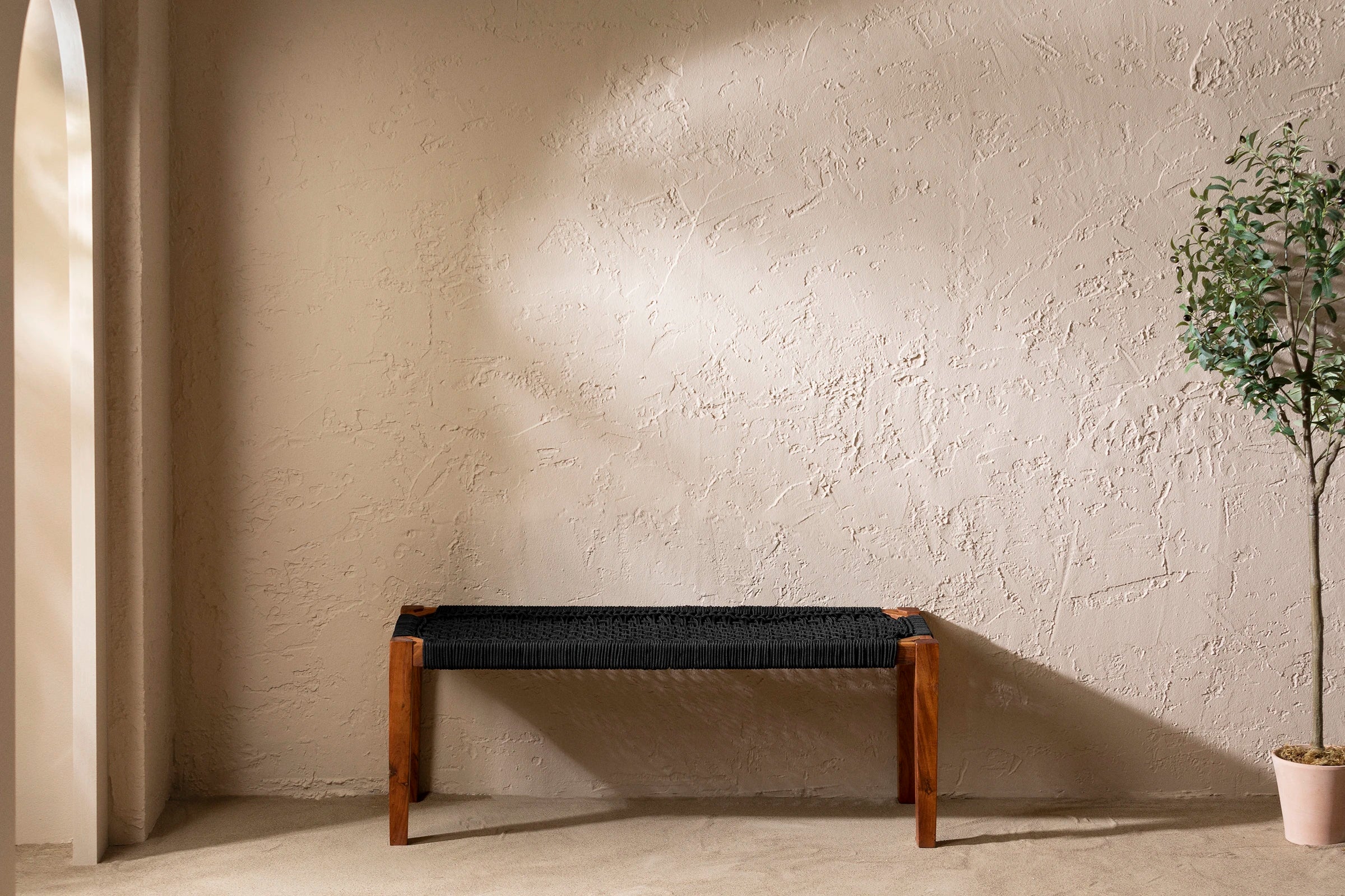 Wood and Rope Bench - Agave