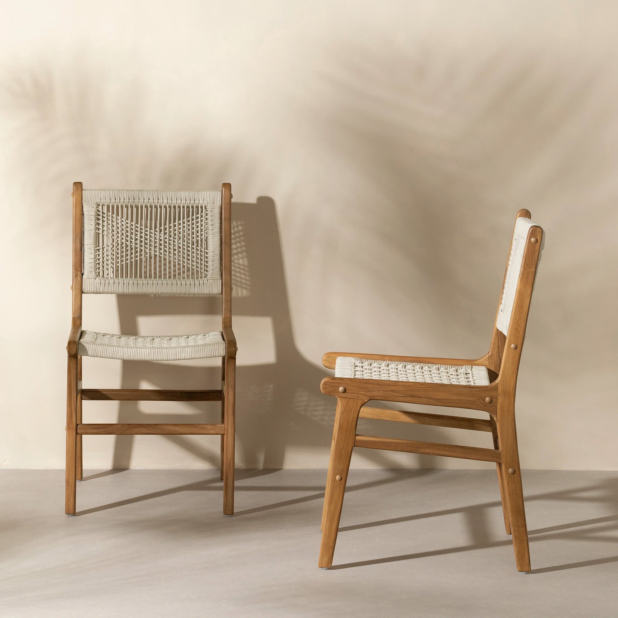 Woven Rope and Teak Dining Chair, Set of 2 - Agave