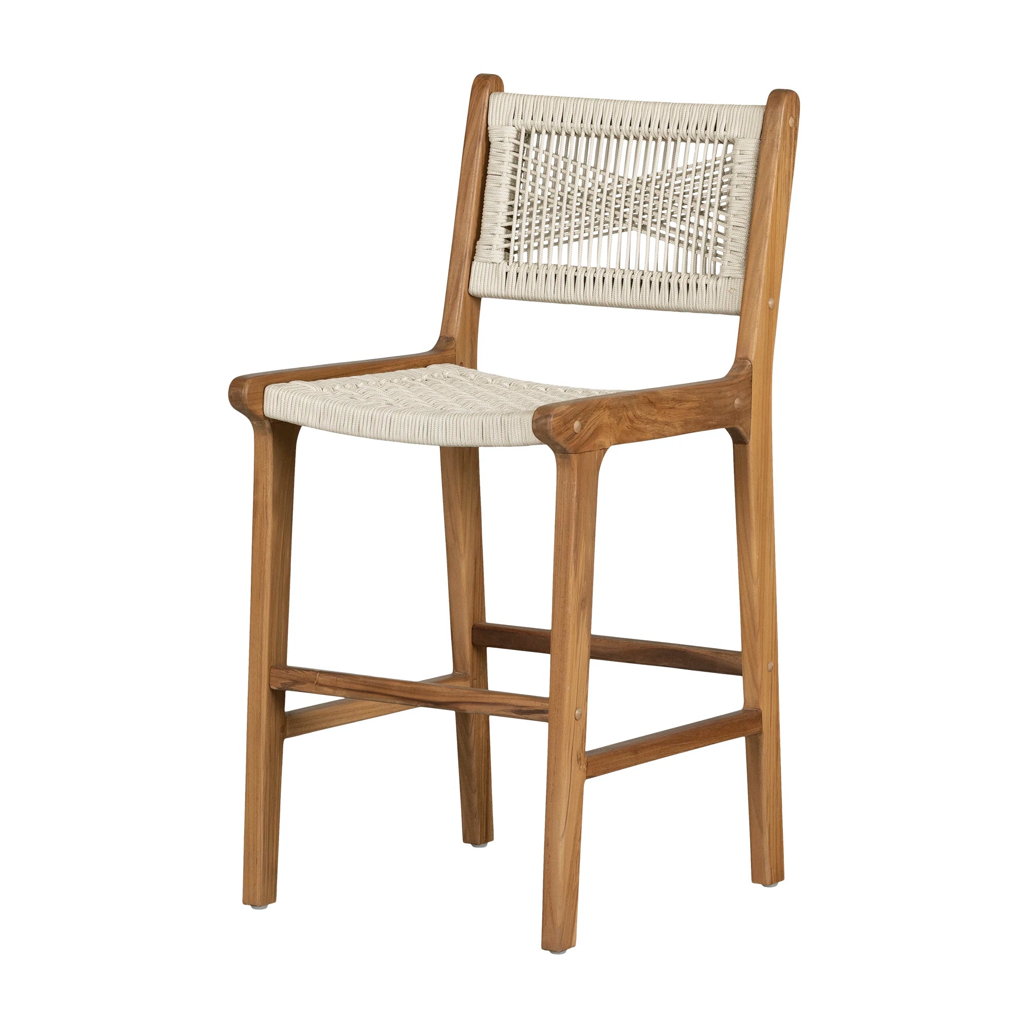 Woven Rope and Teak Wood Counter Stool - Balka