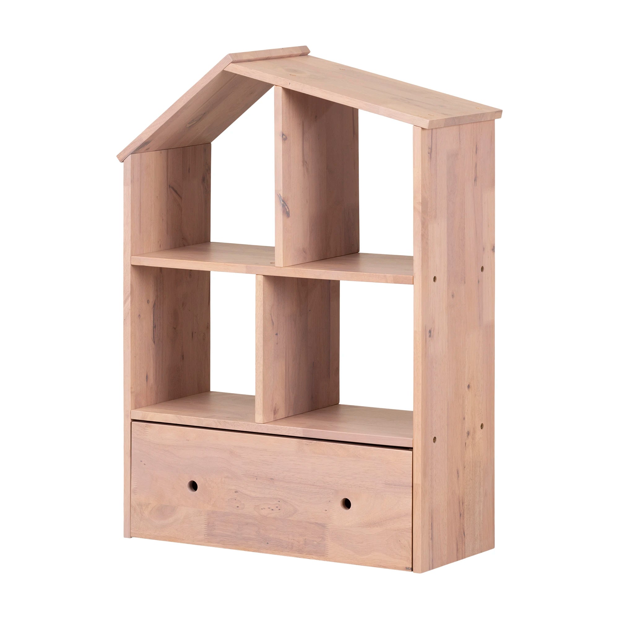 Solid Wood House Shaped Bookcase with Storage Bin - Sweedi