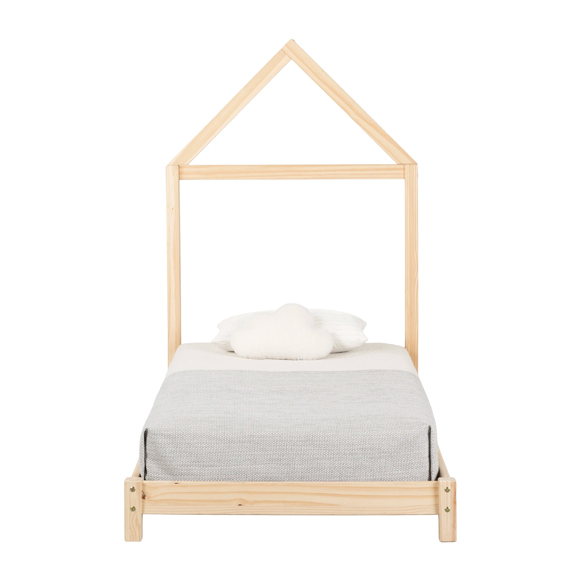 Solid Wood Bed with House Frame Headboard - Sweedi