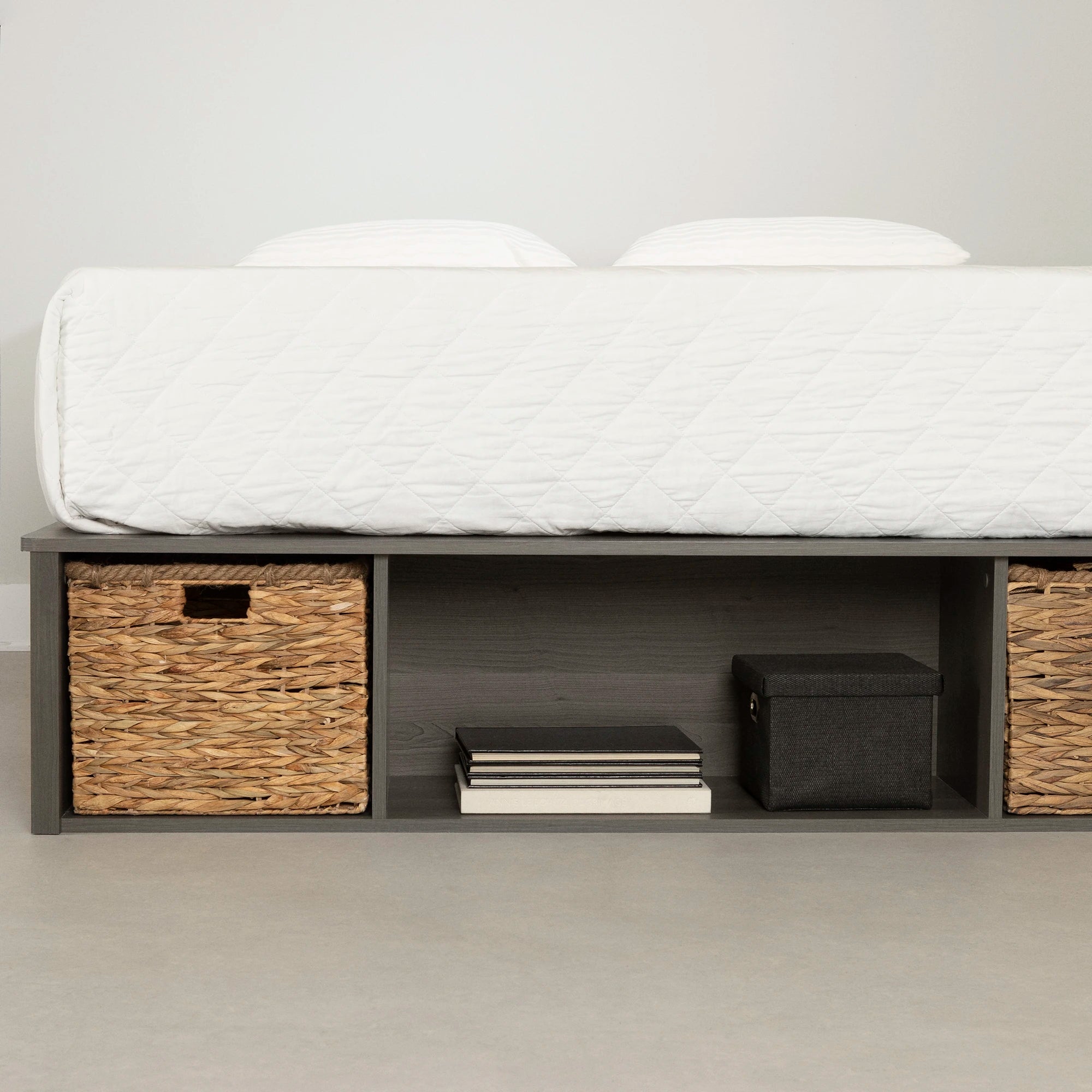 Storage Platform Bed with Wicker Baskets - Versa