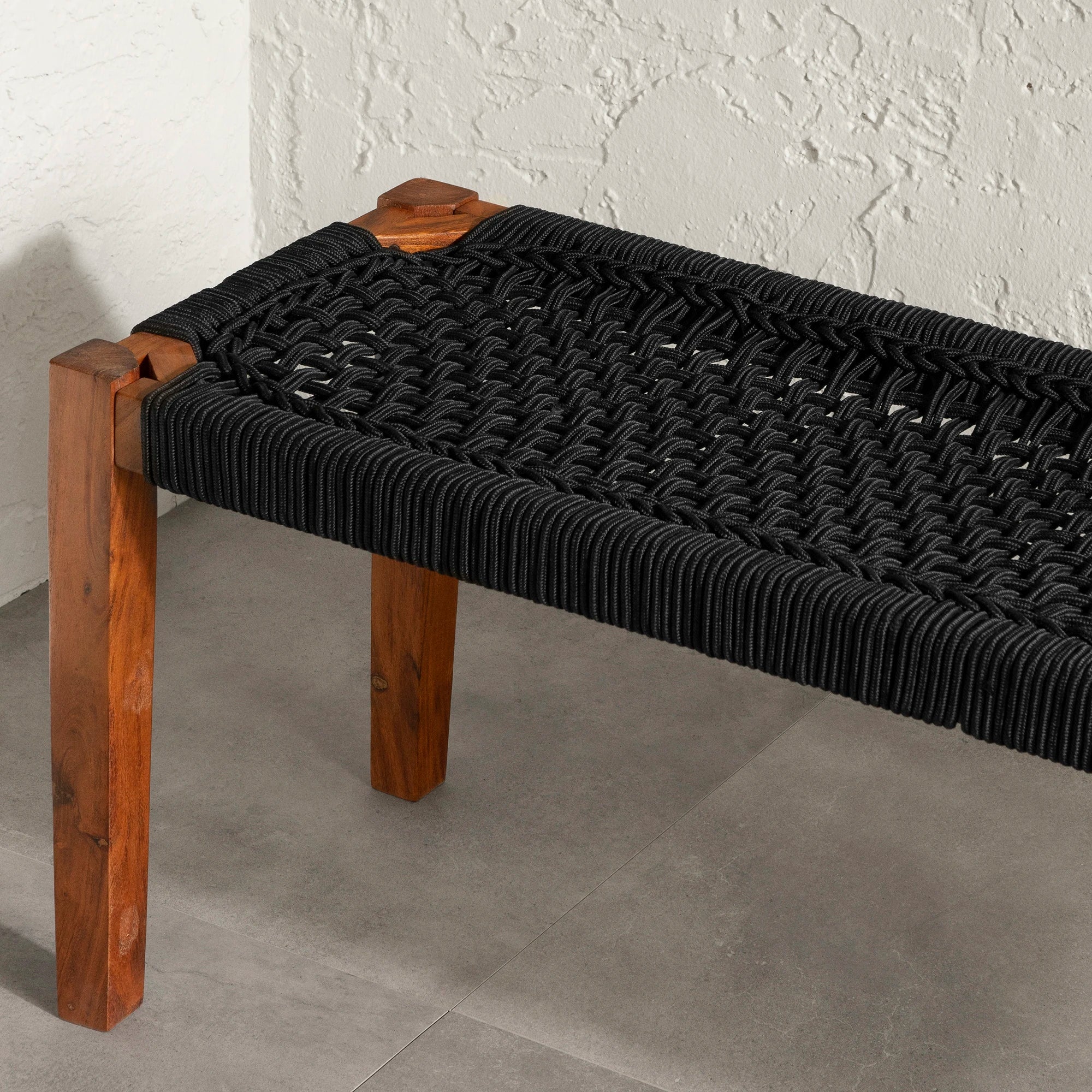 Wood and Rope Bench - Agave