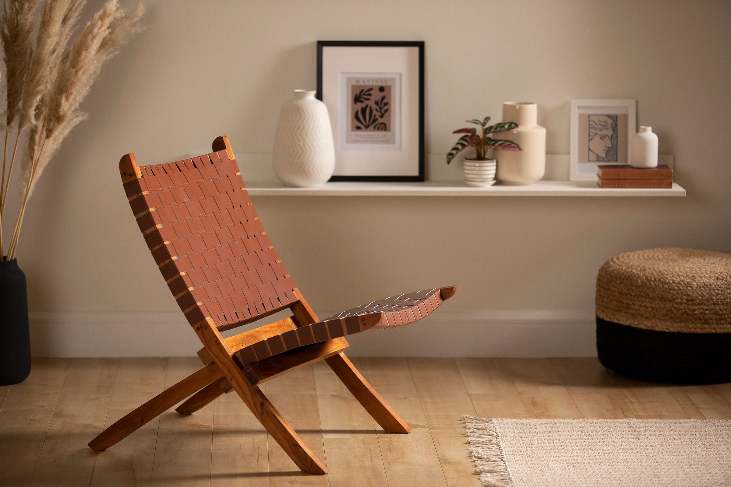 Woven Leather Lounge Chair - Balka