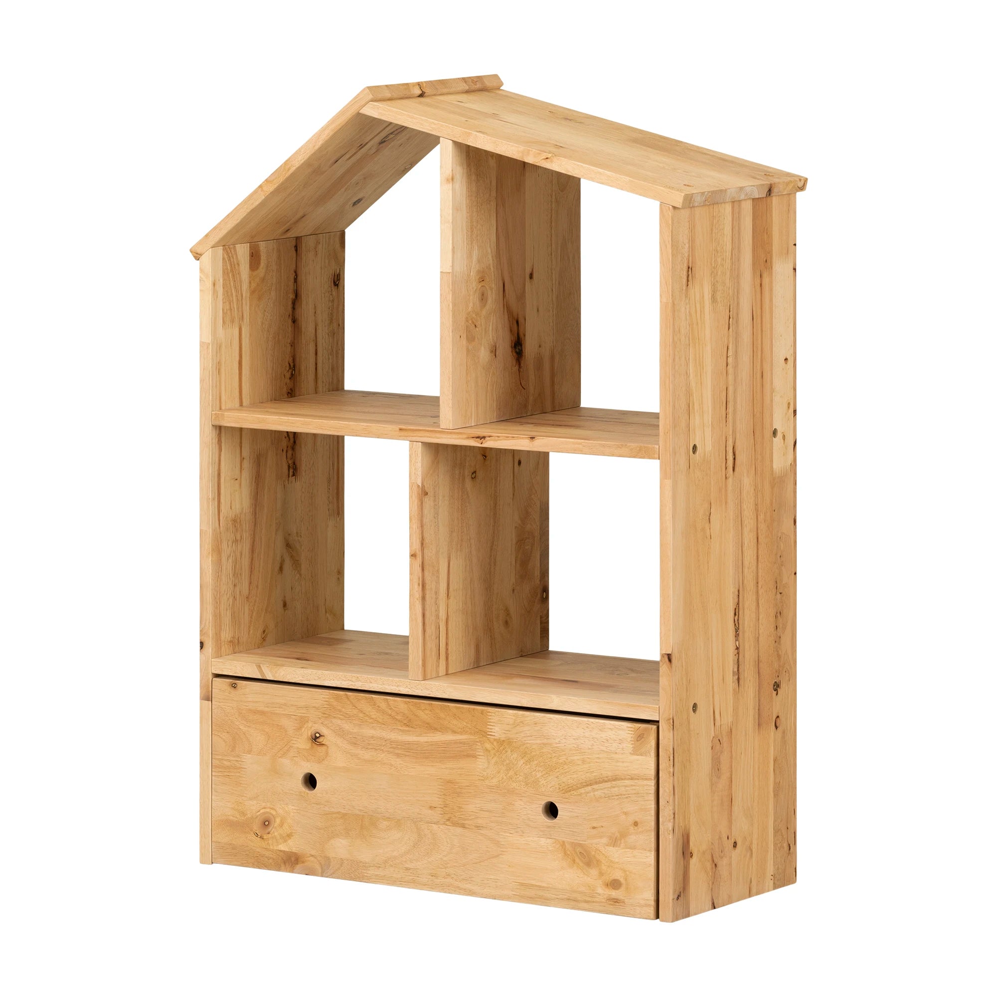 Solid Wood House Shaped Bookcase with Storage Bin - Sweedi