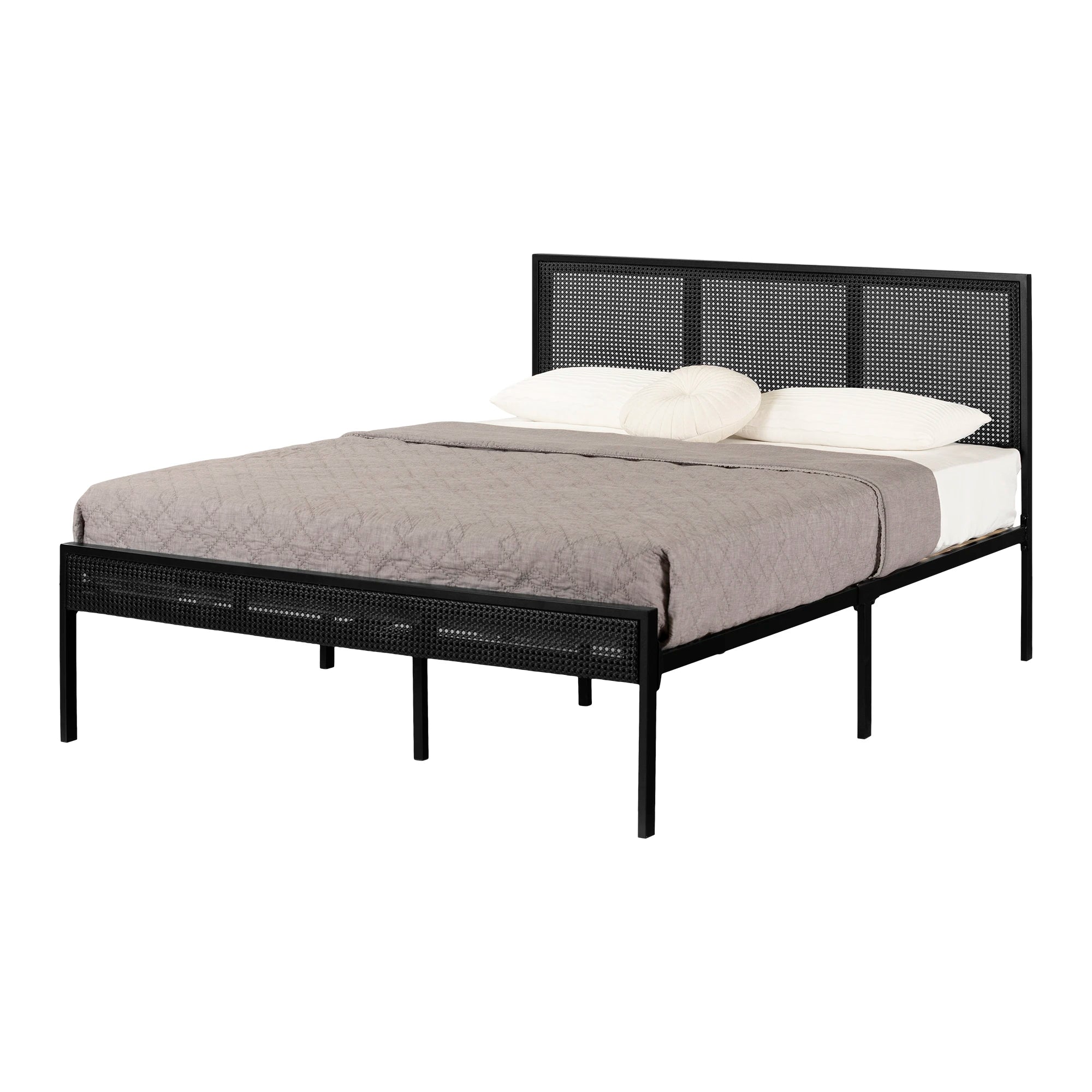 Metal Platform Bed with Natural Cane - Hoya