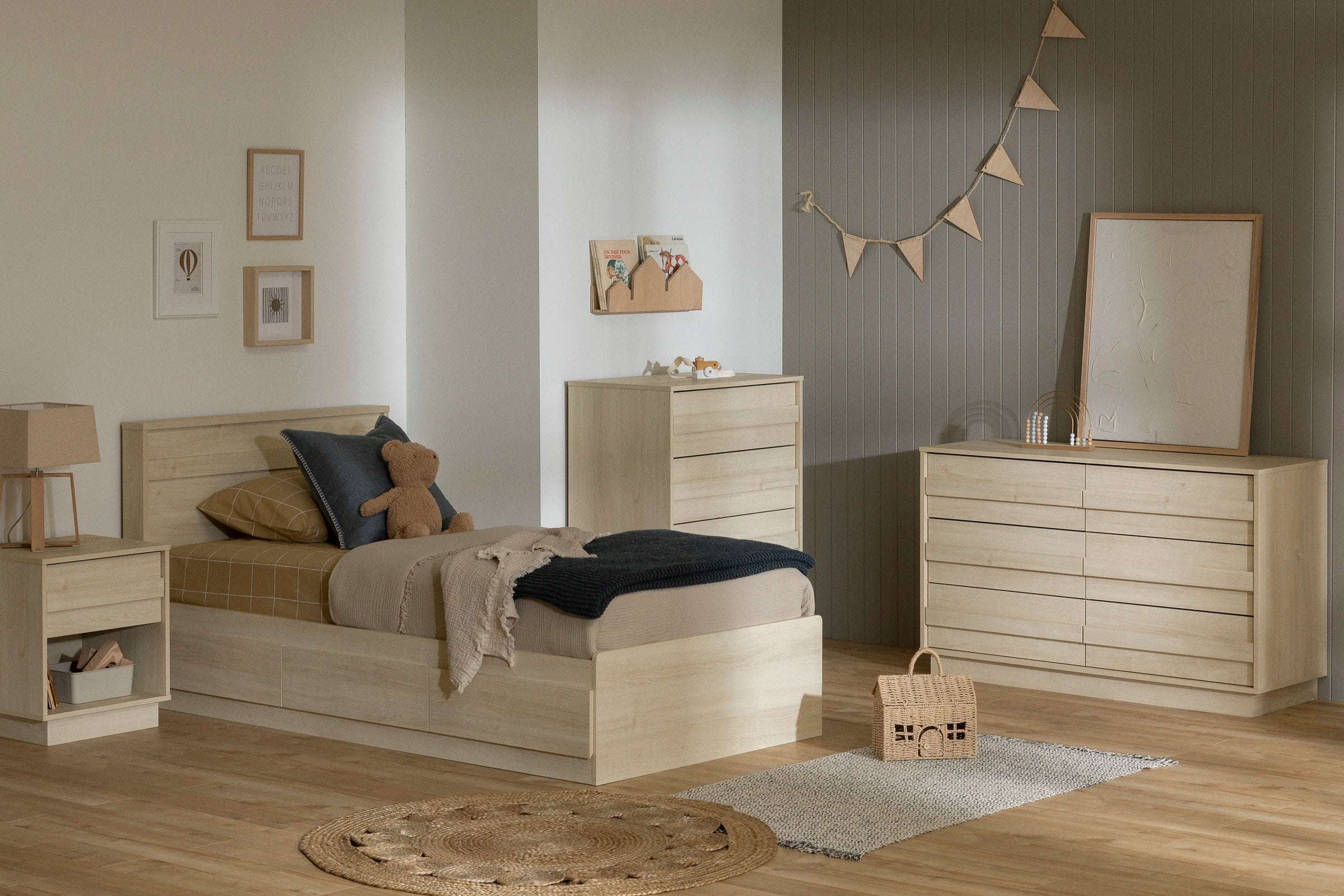 Mates Bed with 3 Drawers and Headboard Set - August