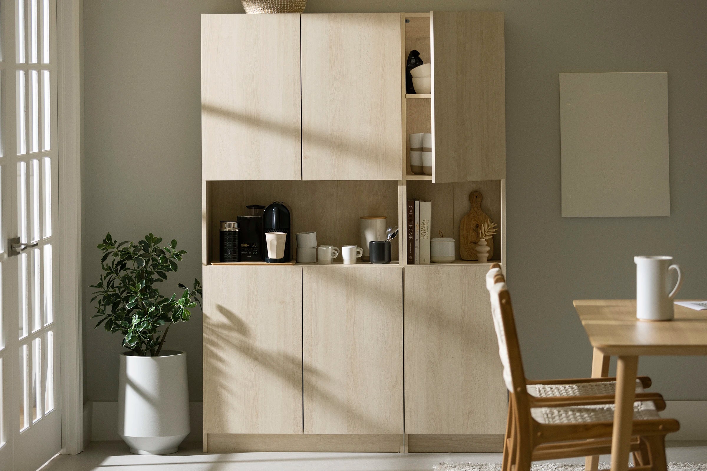 Armoire de rangement à 4 portes avec rangement ouvert - Arum