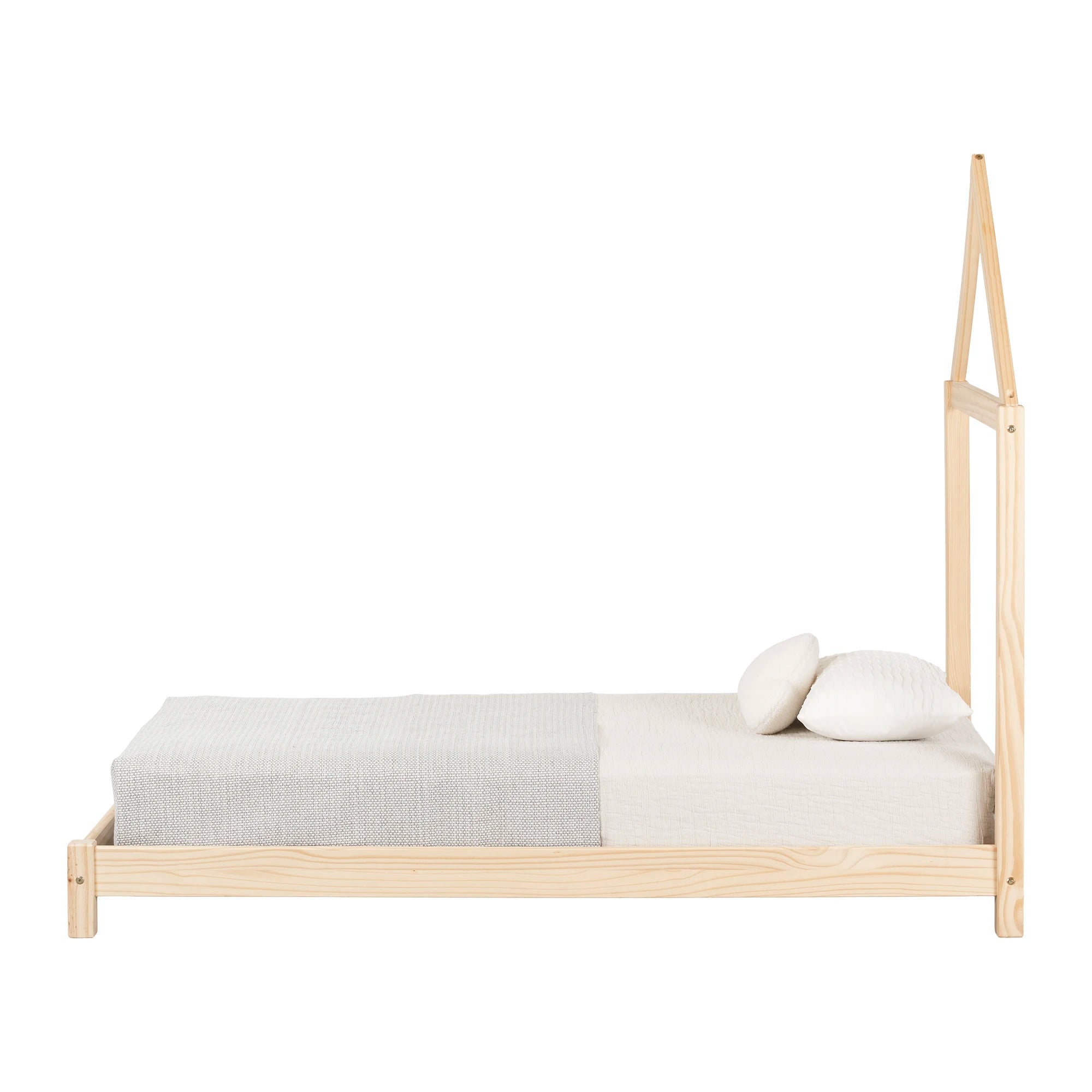 Solid Wood Bed with House Frame Headboard - Sweedi