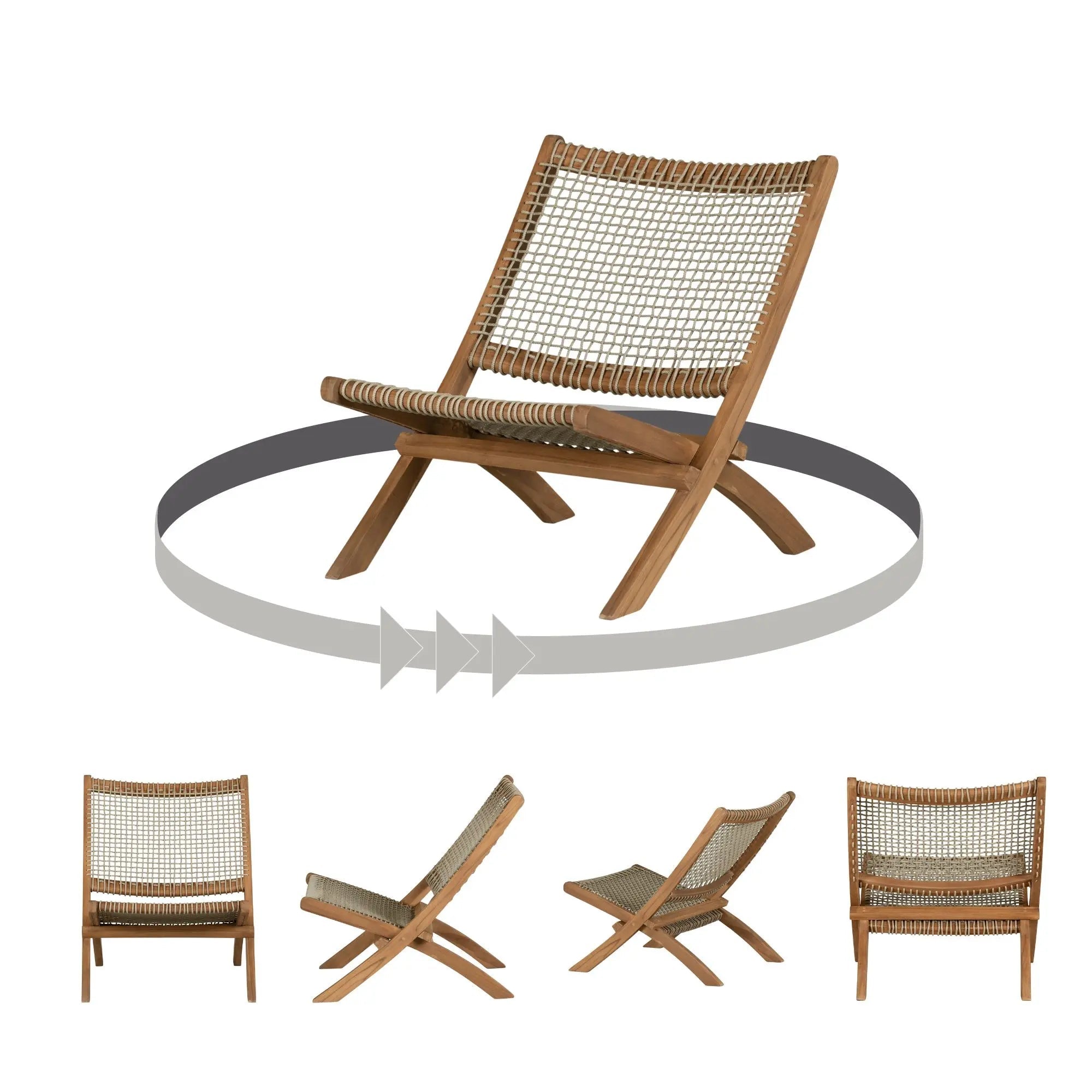 Wood and Woven Rope Lounge Chair - Balka