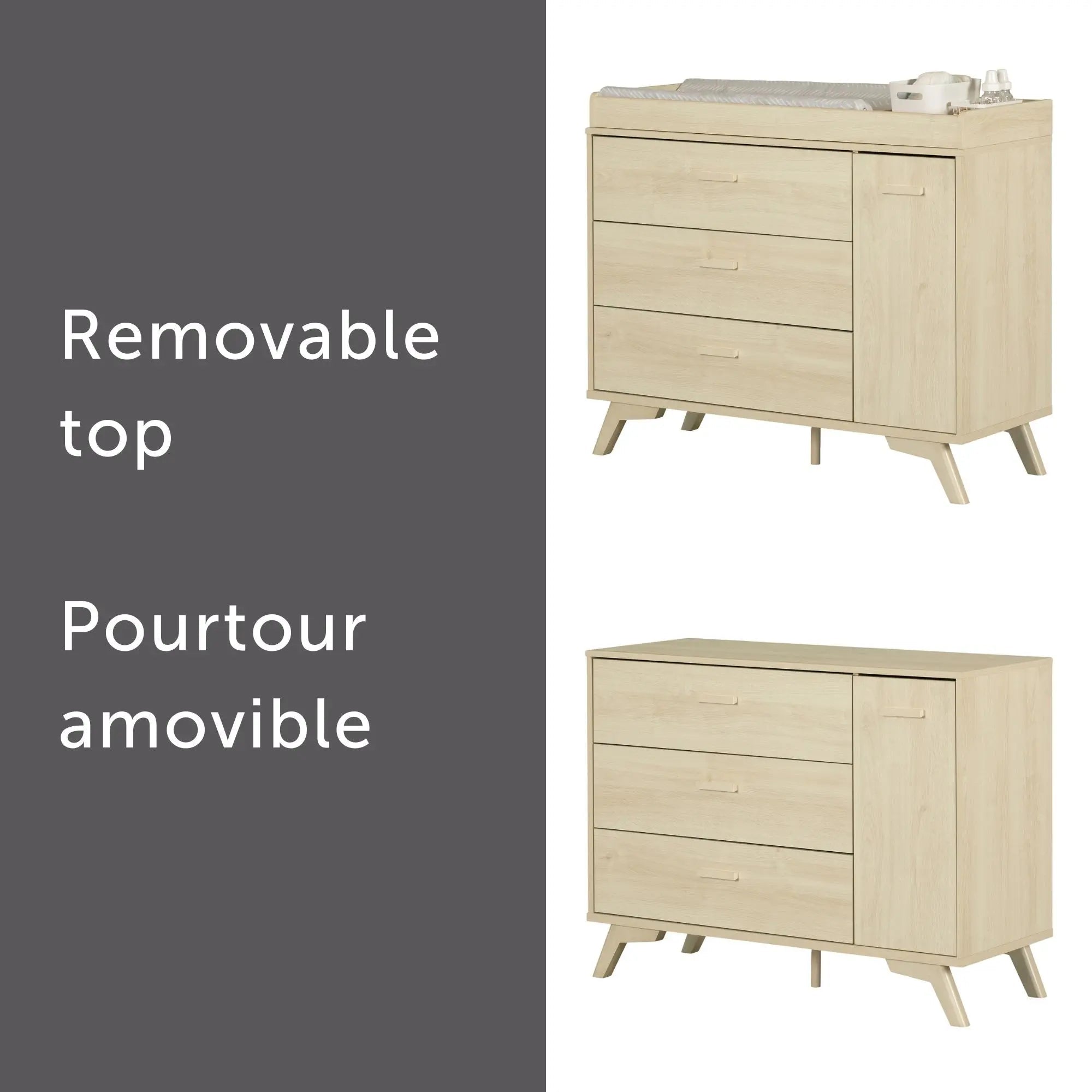 3-Drawer Changing Table with Removable Changing Tray - Milos