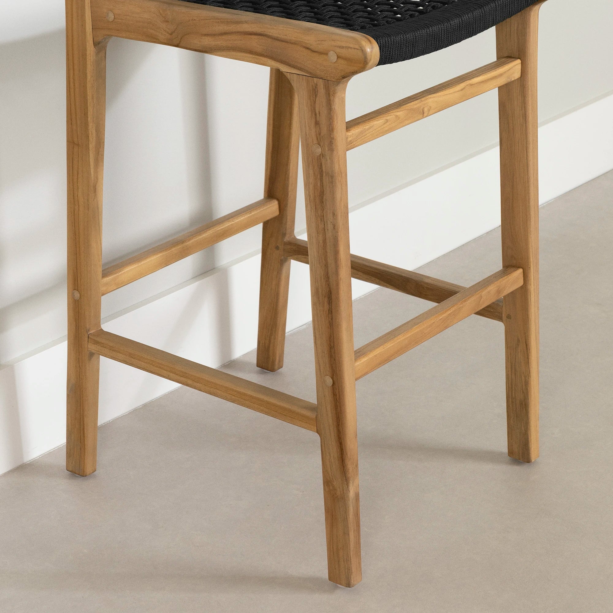 Teak Wood and Woven Rope Bar Stool - Balka