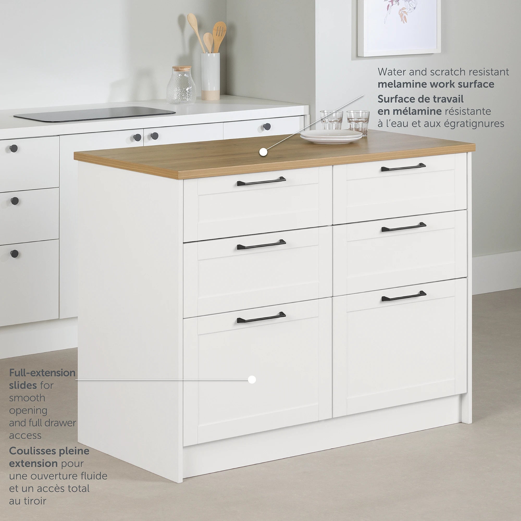 6-Drawer Kitchen Island - Toscano