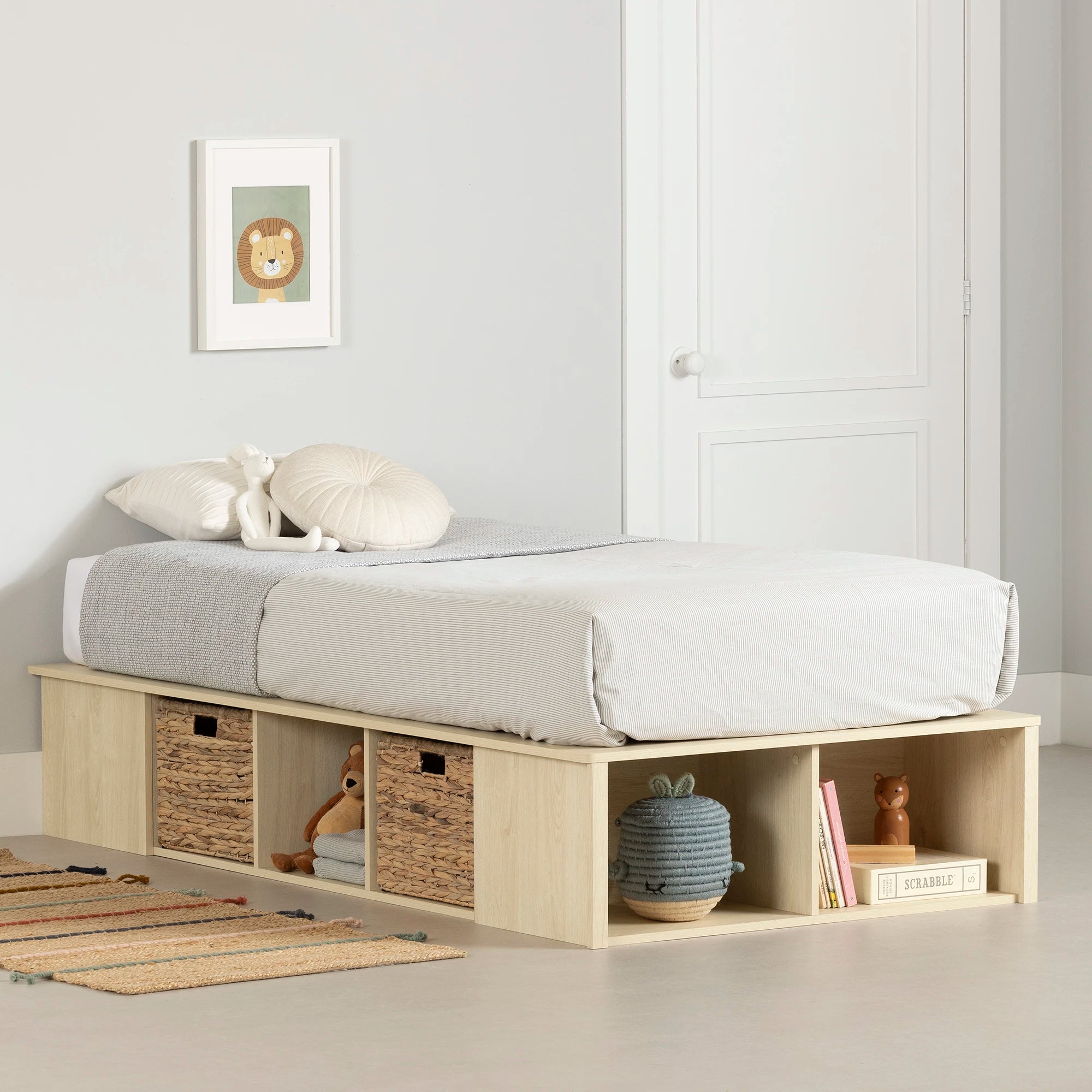 Storage Platform Bed with Wicker Baskets - Avilla