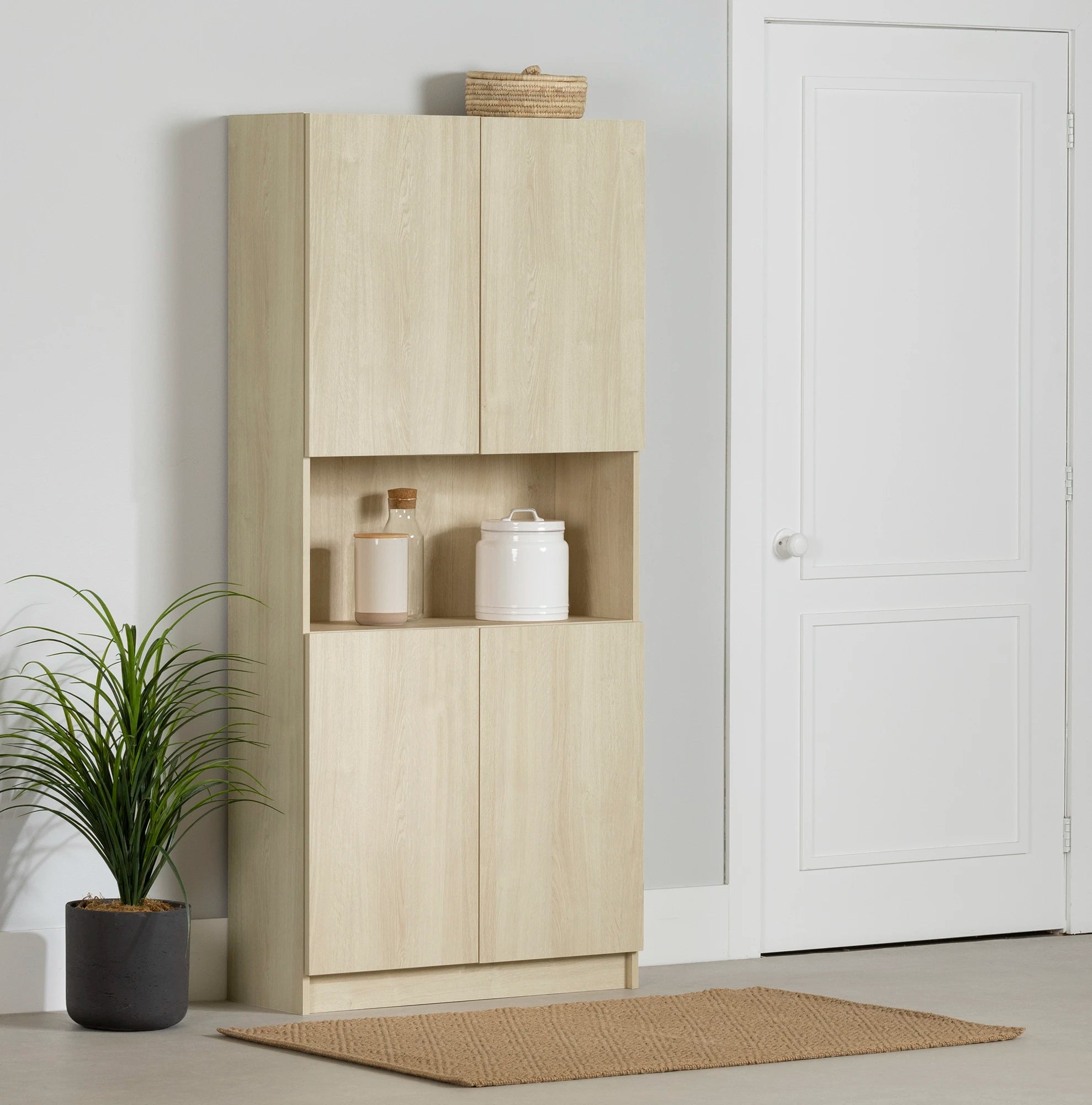 Armoire de rangement à 4 portes avec rangement ouvert - Arum