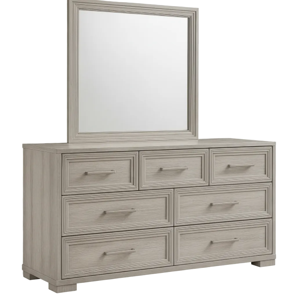 Karvon – Commode avec miroir blanc cassé métal