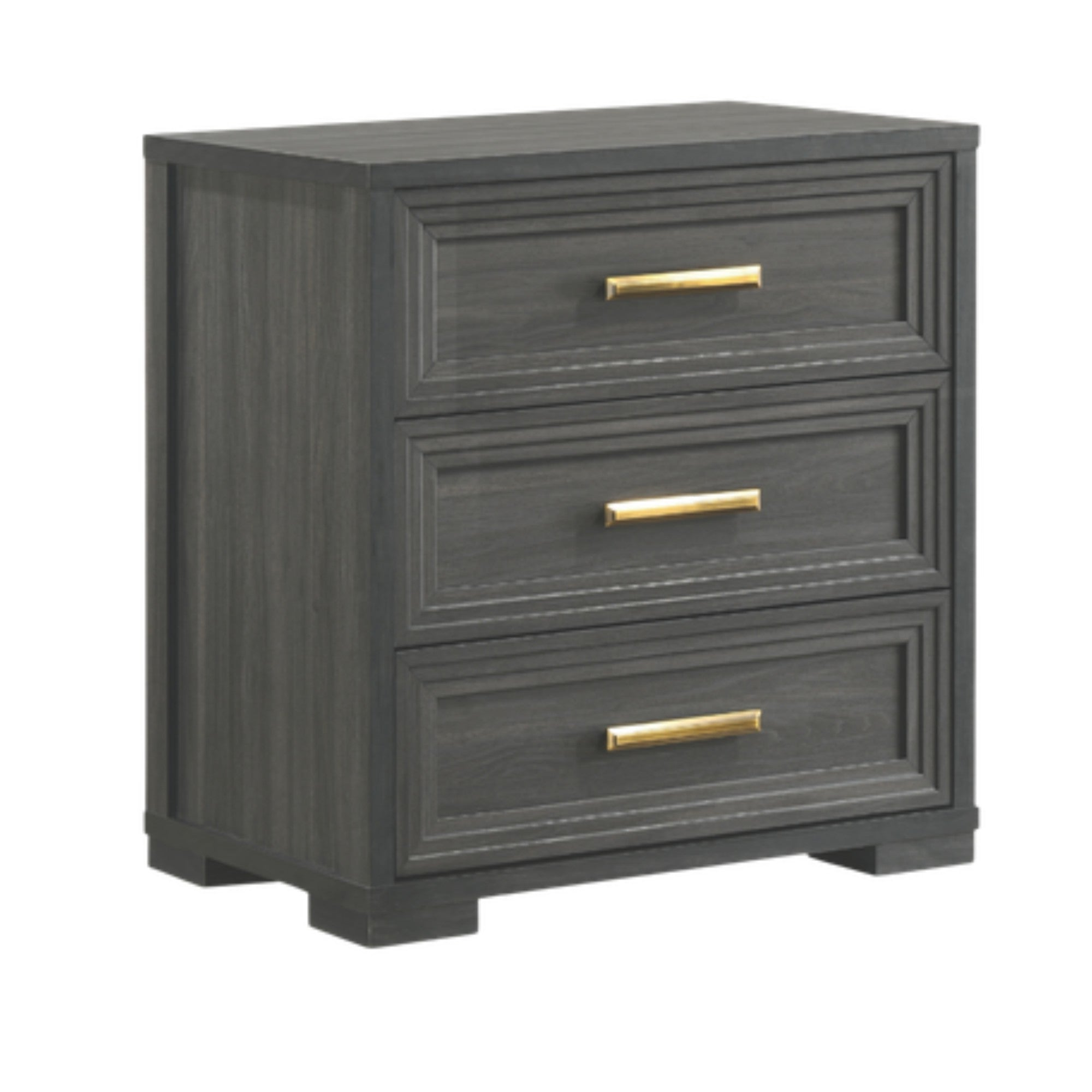 Karvon – Queen Bedroom Set Anthracite Grey Cream Fabric