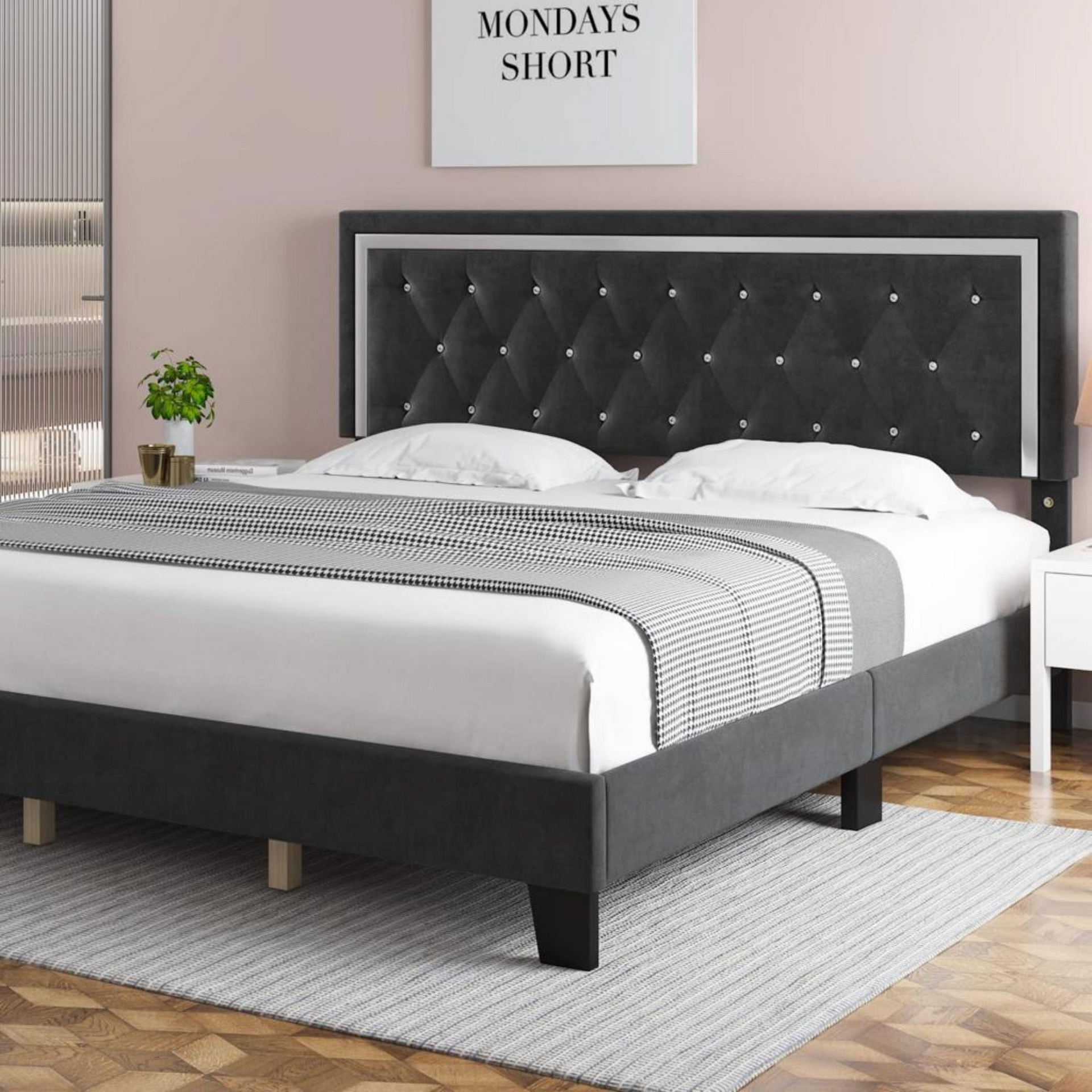 LANE - Velvet Upholstered Bed Frame