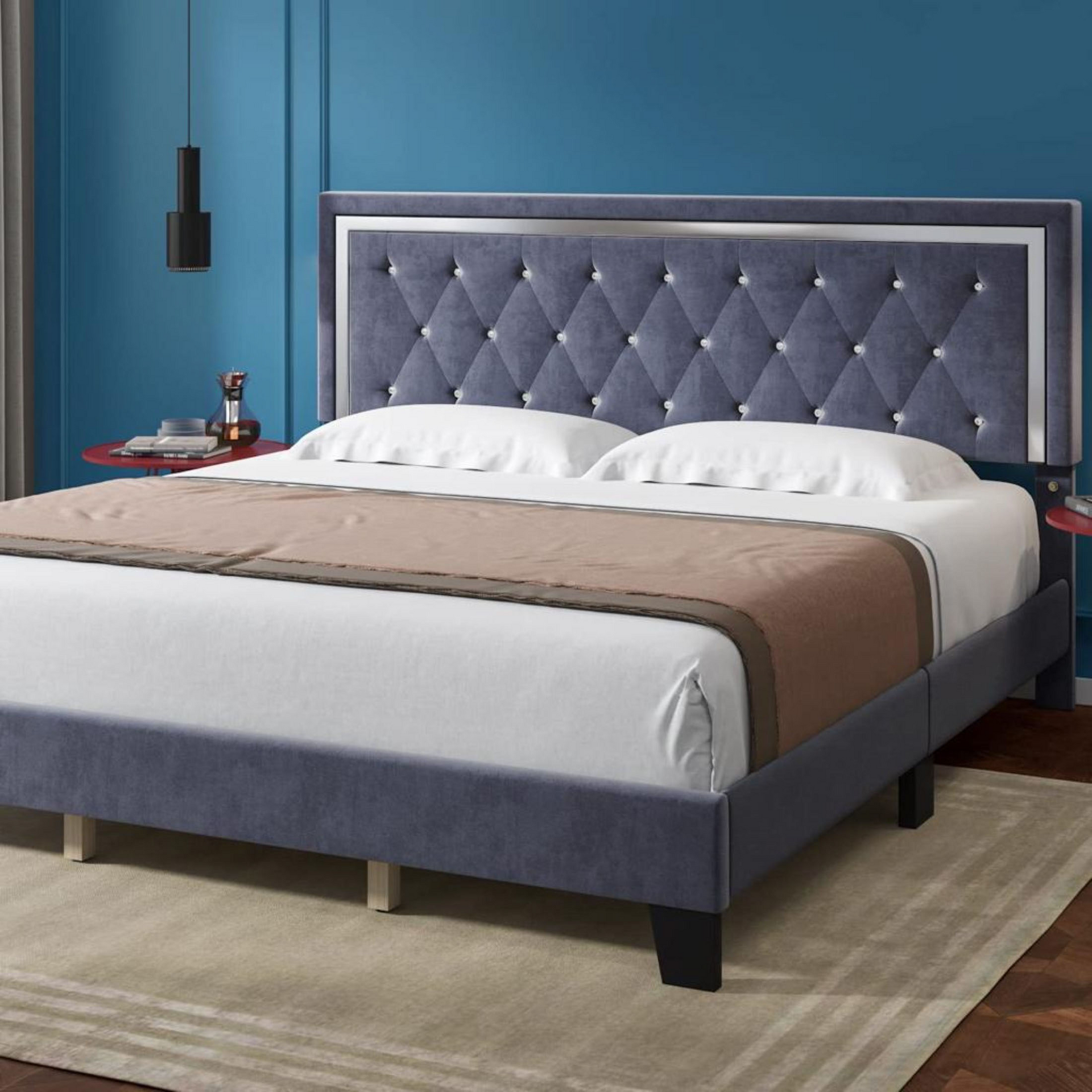 LANE - Velvet Upholstered Bed Frame