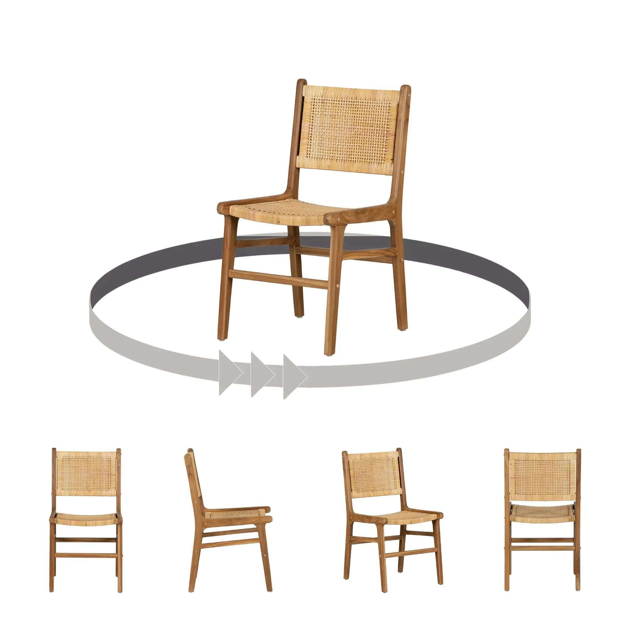 Rattan and Teak Dining Chair, Set of 2 - Balka