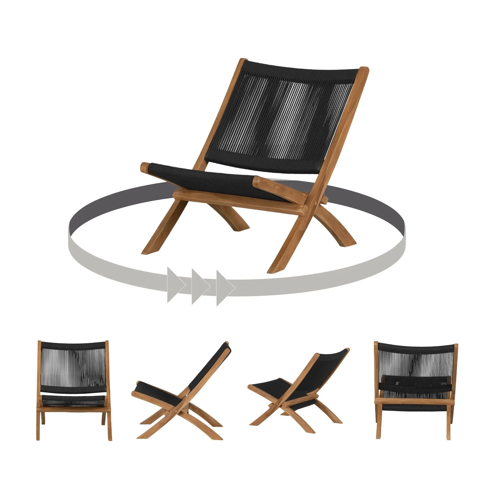 Wood and Rope Lounge Chair - Agave