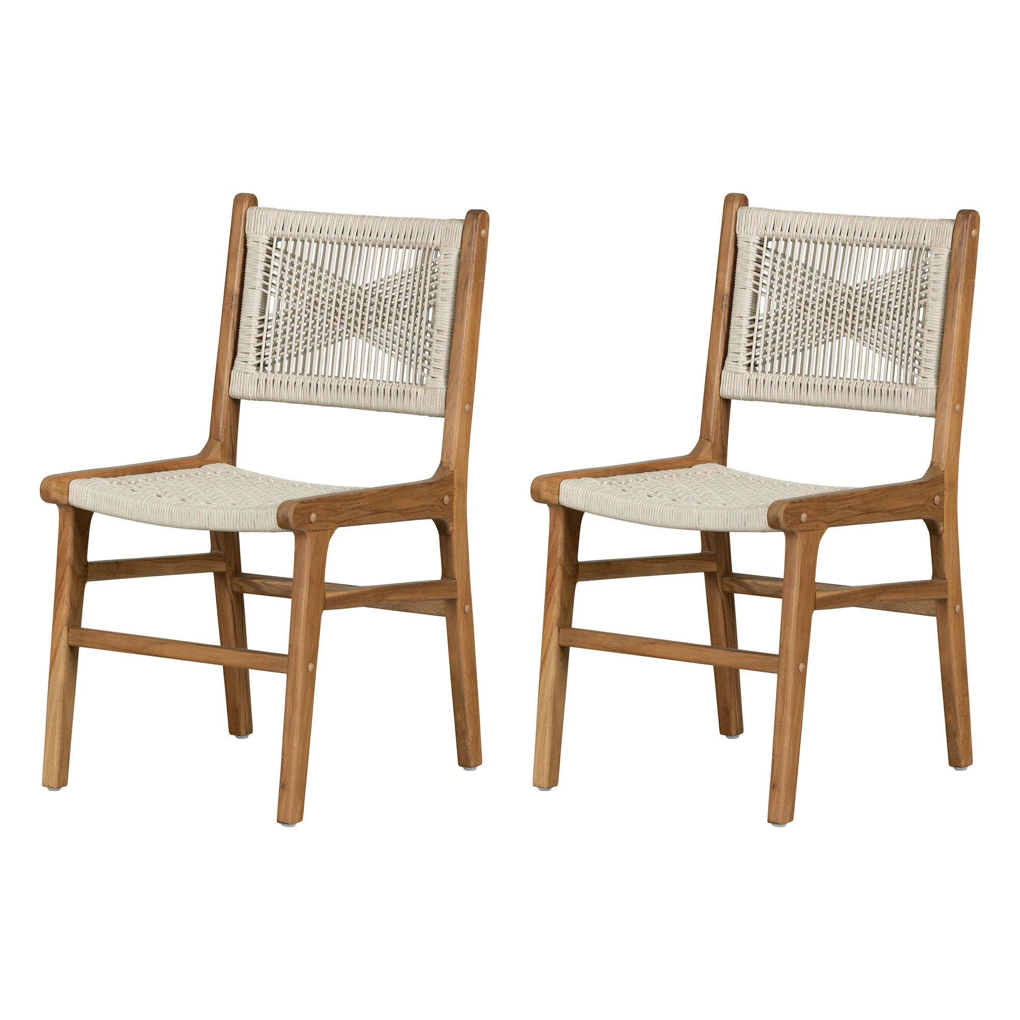 Woven Rope and Teak Dining Chair, Set of 2 - Balka