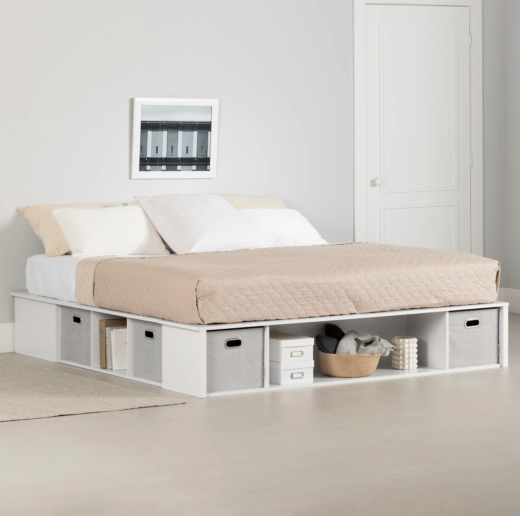 Storage Platform Bed with Baskets - Flexible