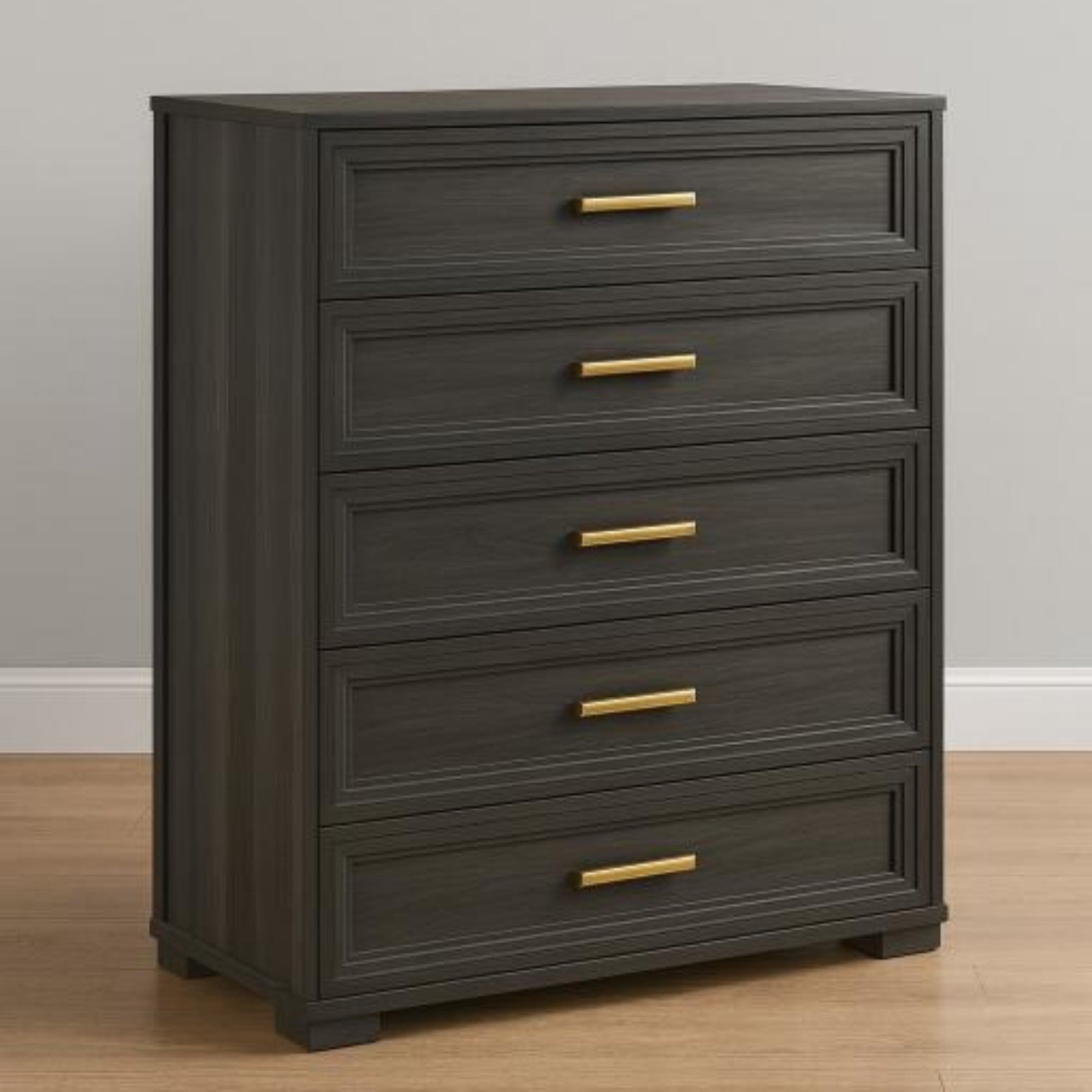 Karvon – Chiffonnier gris anthracite 40 po bois foncé