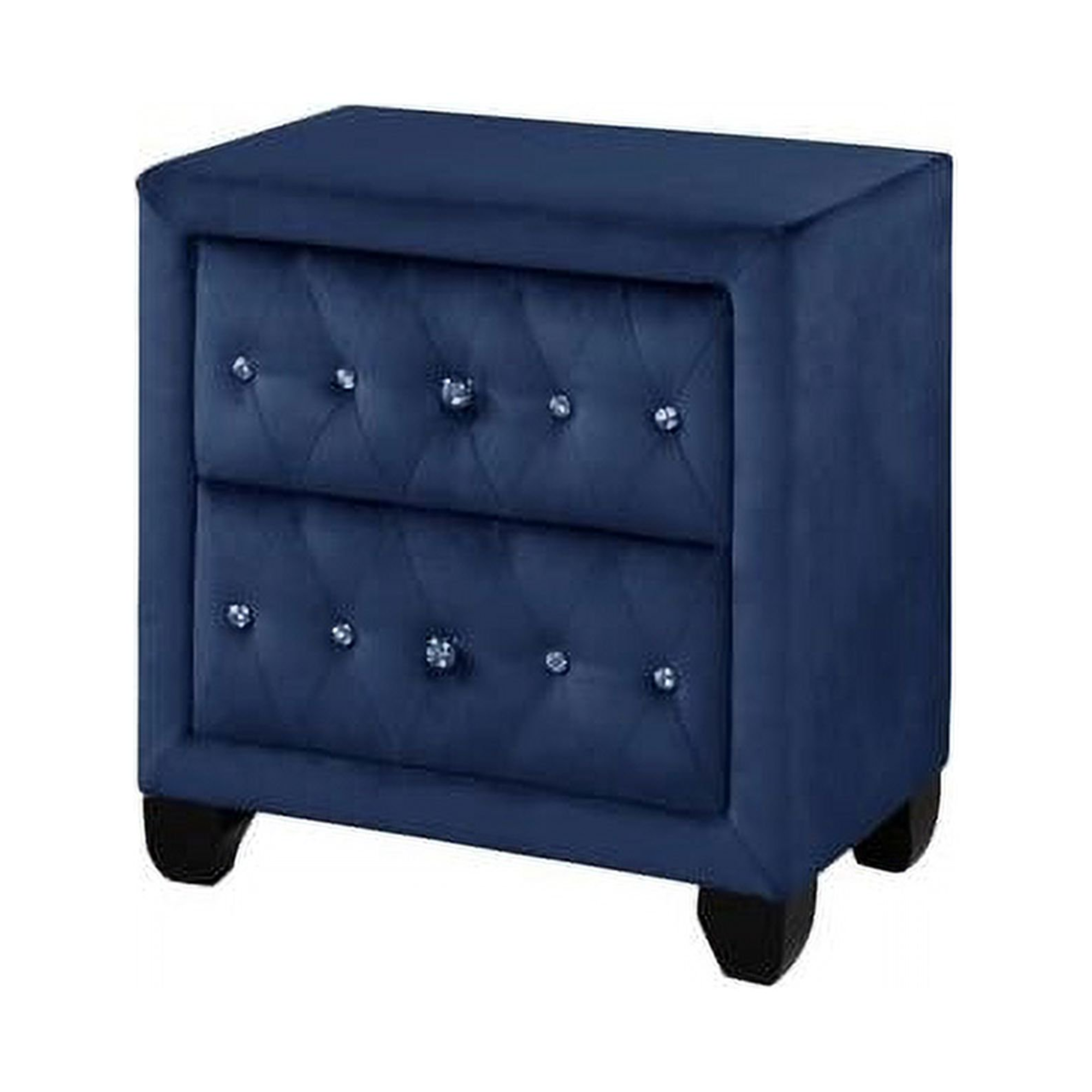 Magnova – Table de chevet bleu marine 2 tiroirs velours