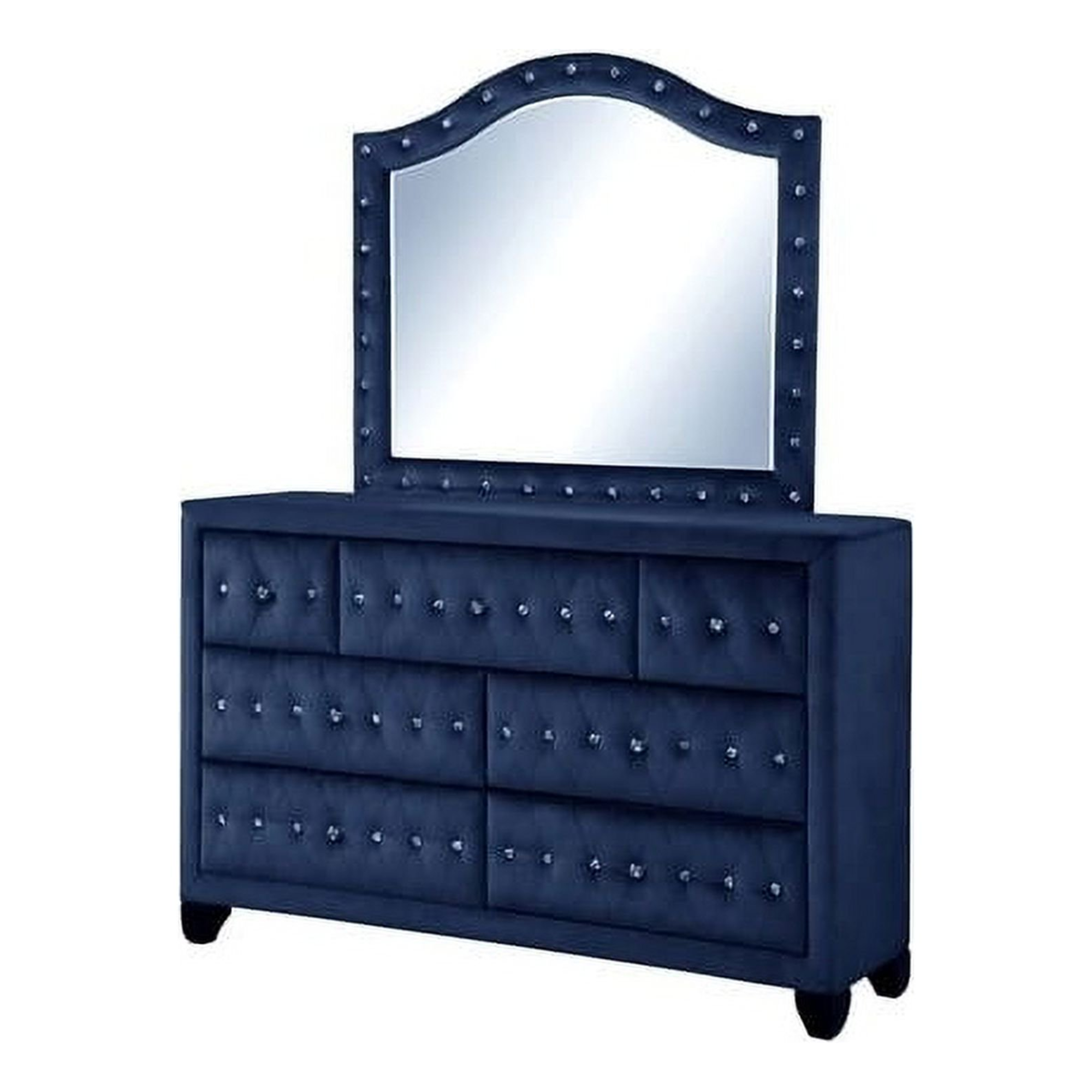 Magnova – Navy Blue Velvet King Bedroom Set