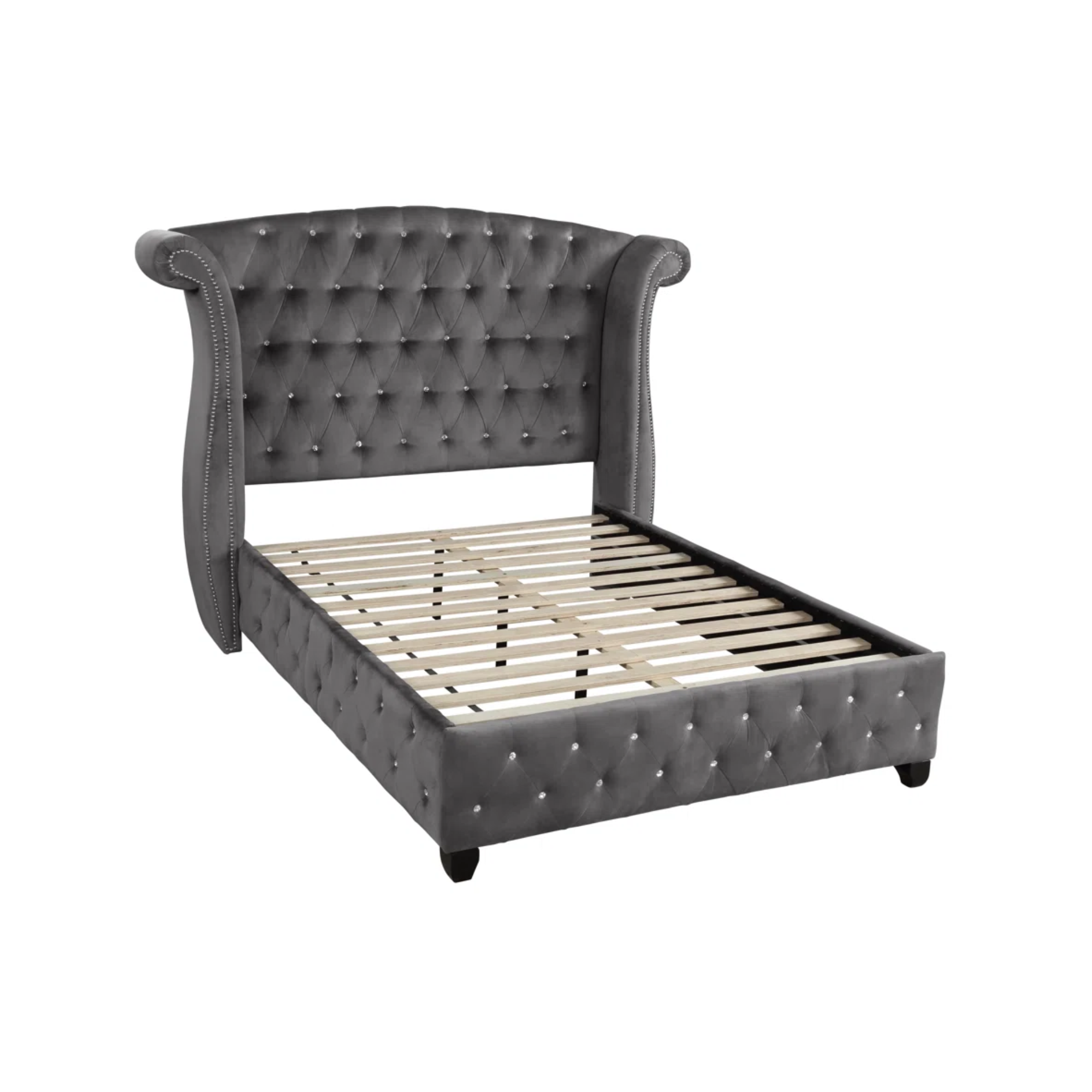 Magnova - Grey Velvet Upholstered King Bedroom Set