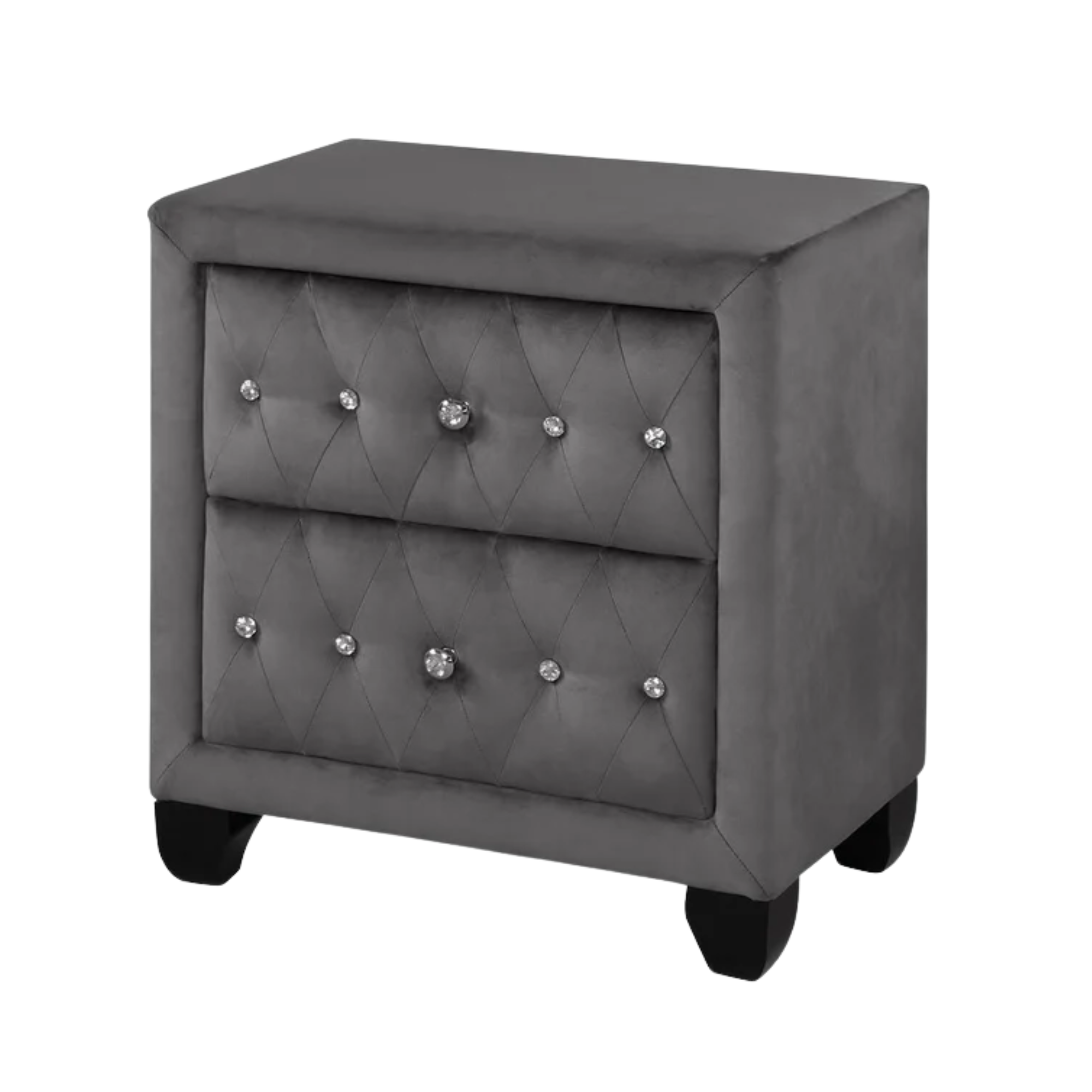 Magnova – Table de chevet grise 2 tiroirs velours